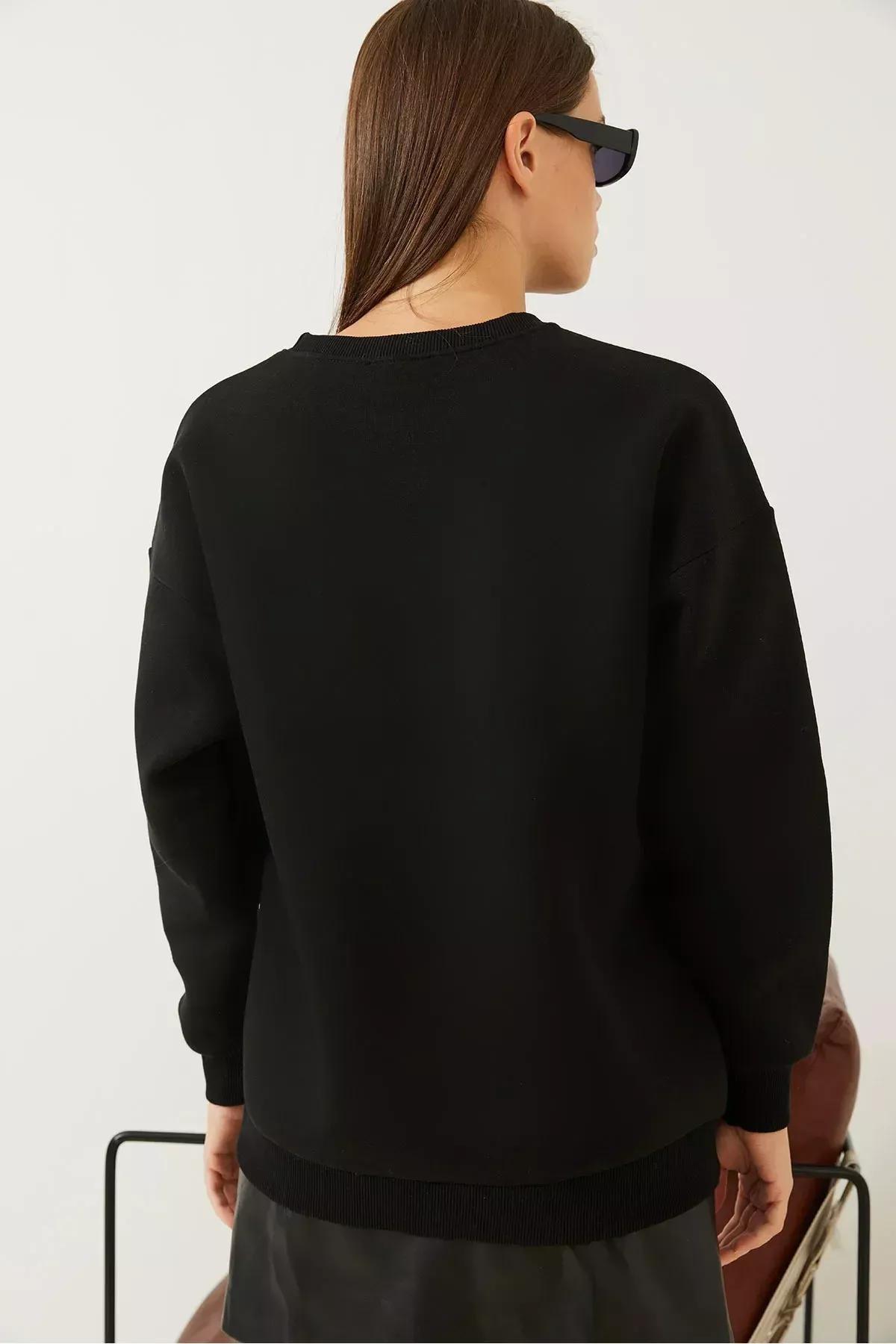 Black Printed Raised Sweatshirt, C101_5720, large image number 3