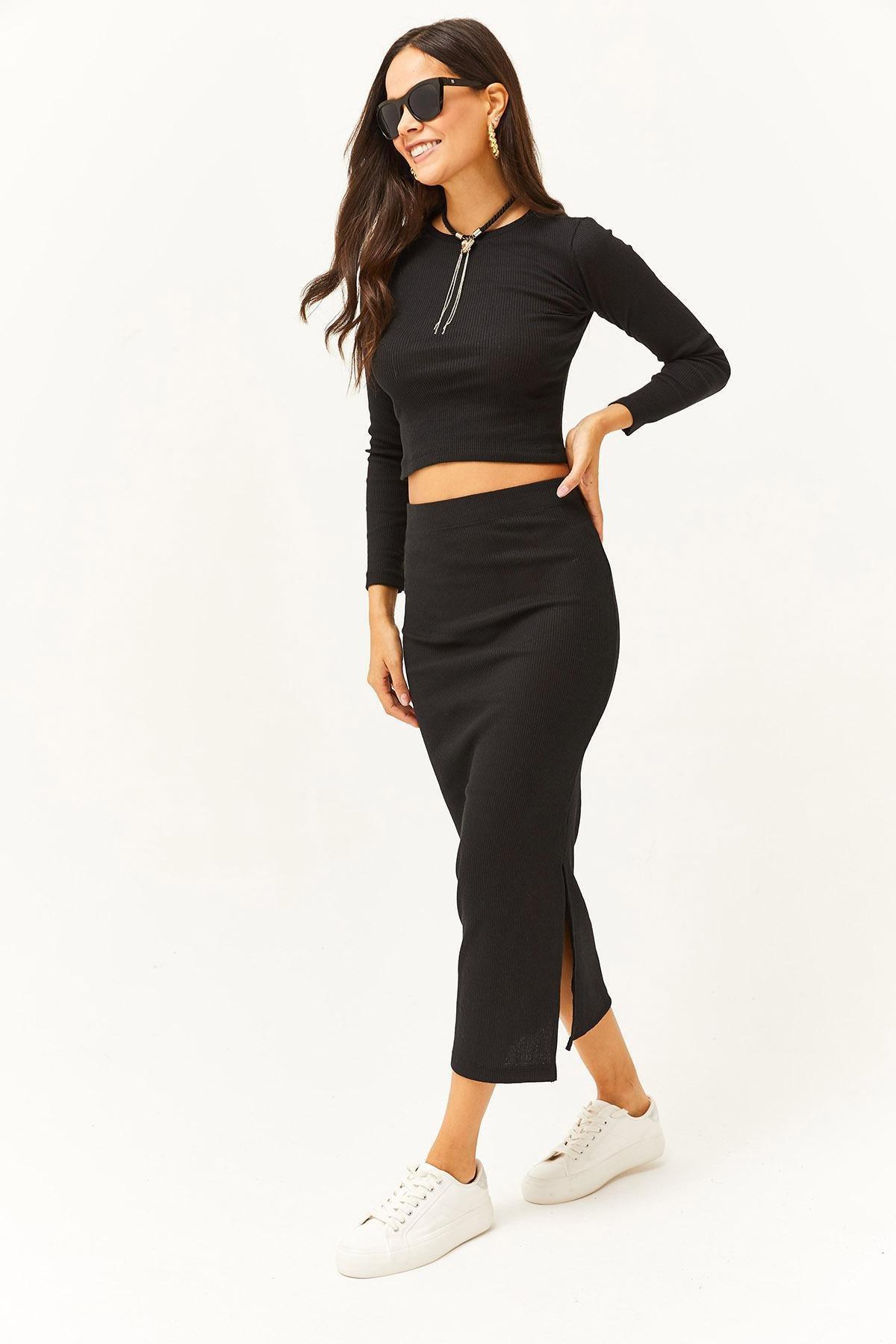 Black Crew Neck Co-Ord Set, , large image number 0