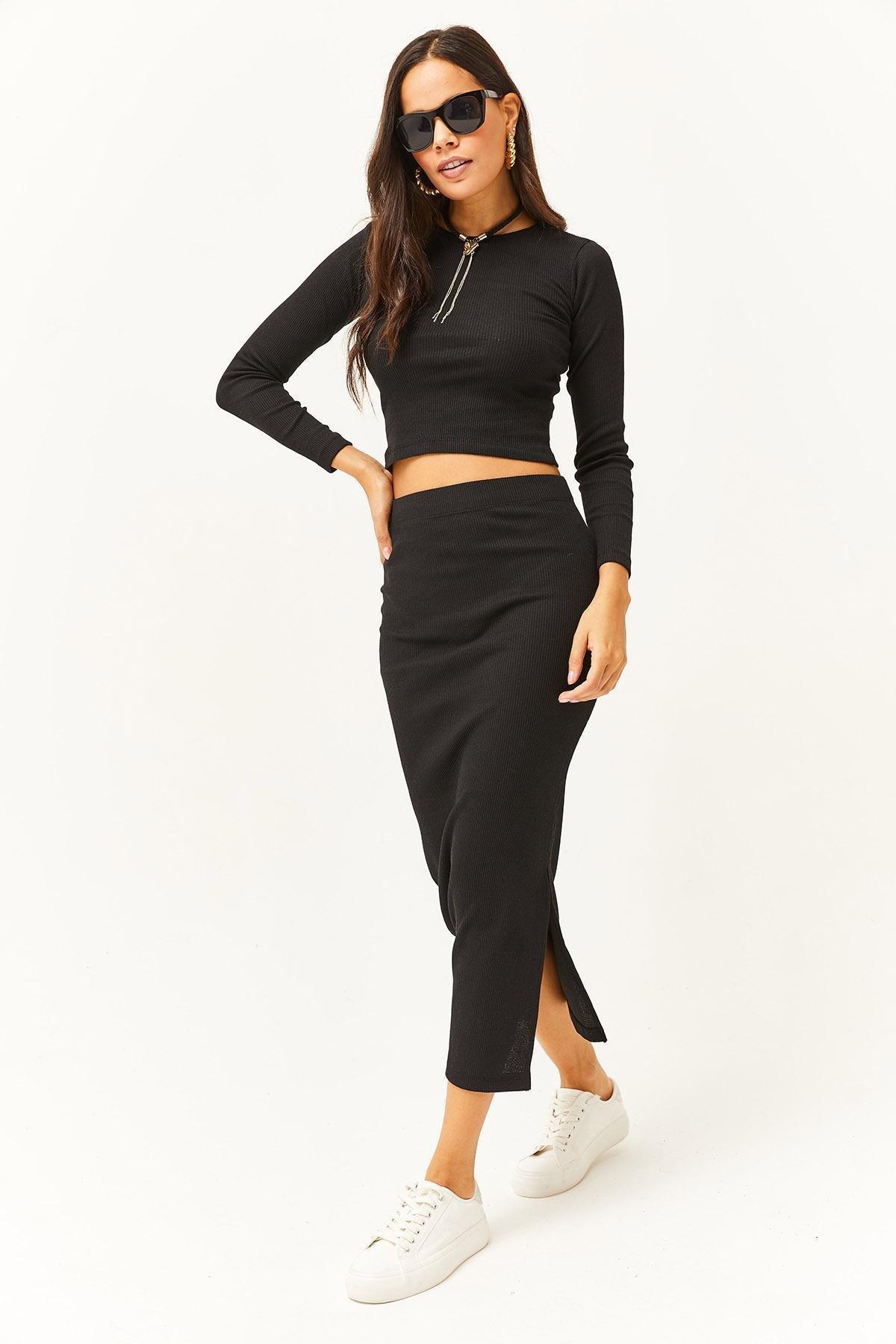 Black Crew Neck Co-Ord Set, , large image number 2