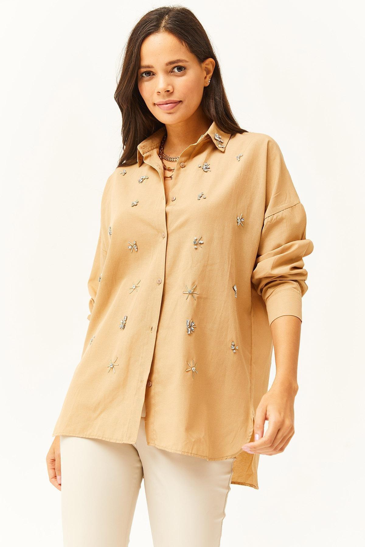 Beige Long Sleeve Embraided Shirt, , large image number 2