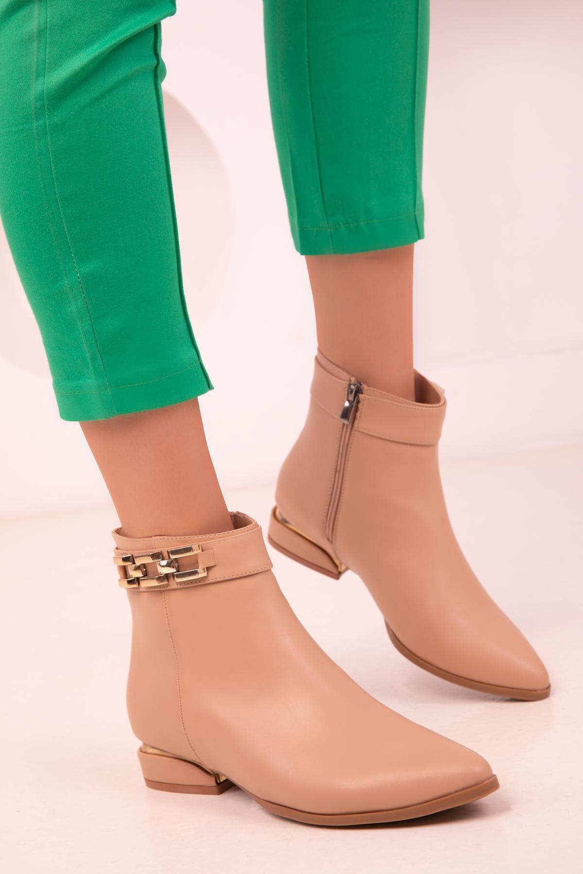 Beige Leather Boots, C101_3554, large image number 2