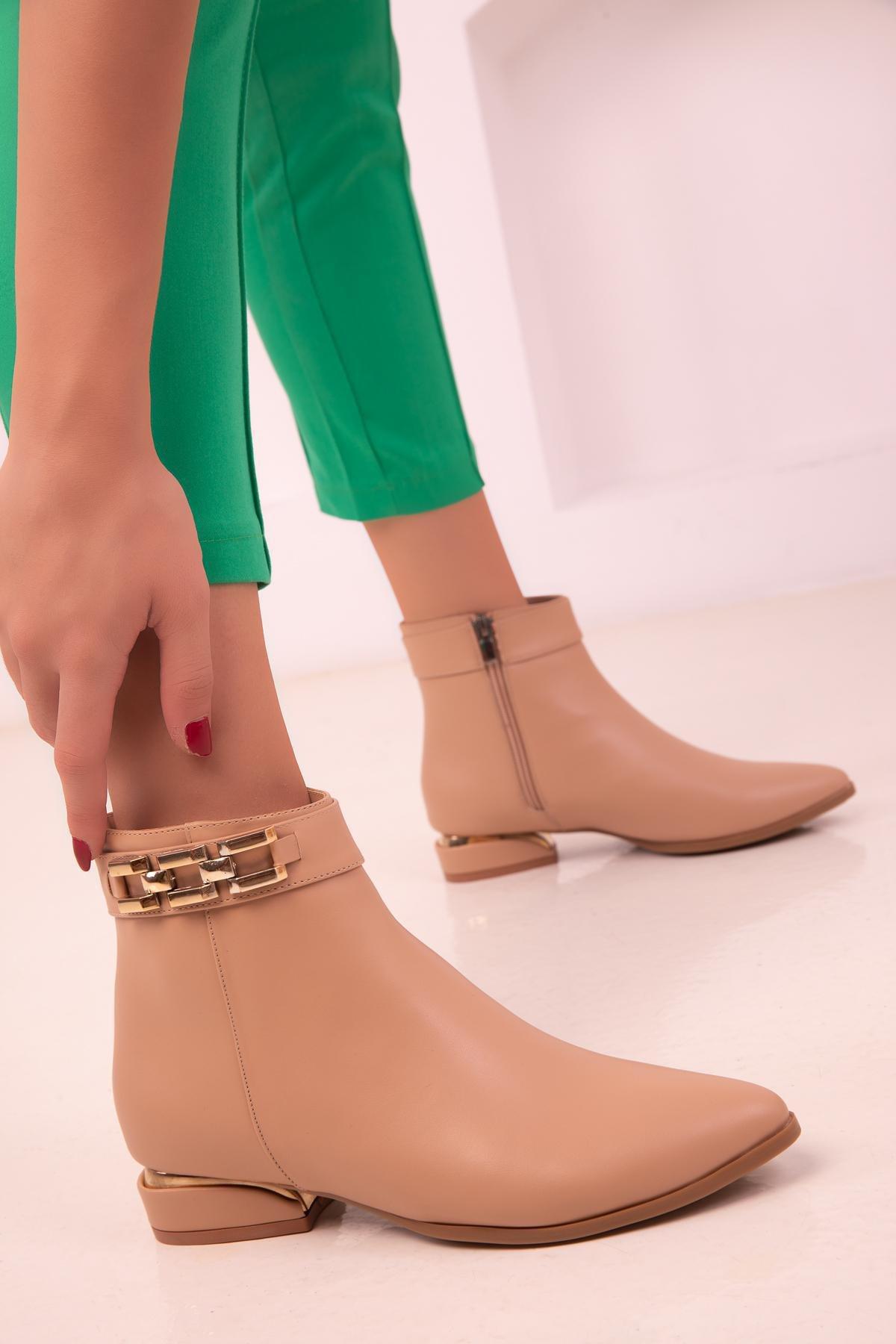 Beige Leather Boots, C101_3554, large image number 3