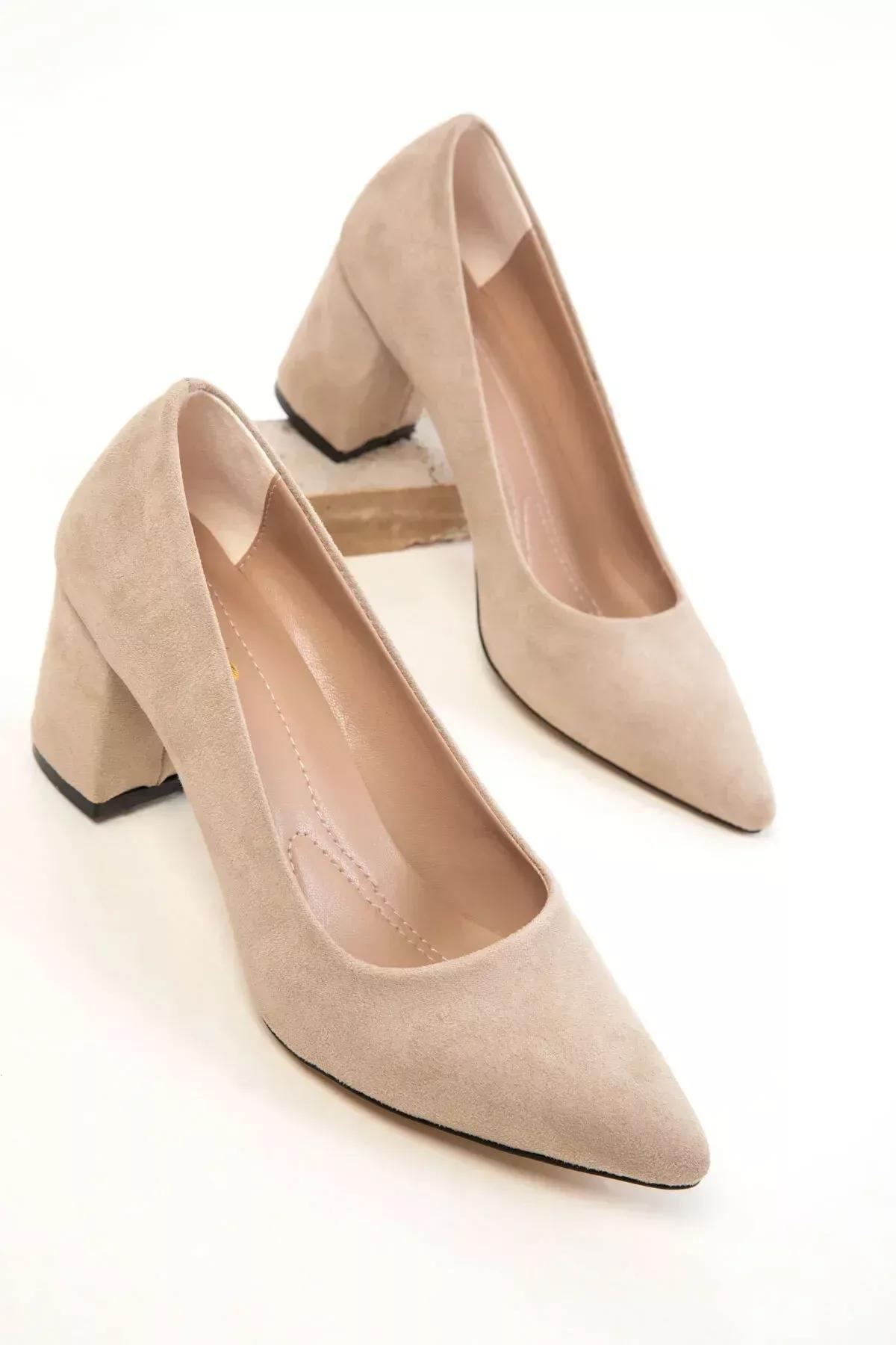 Beige Suede Classic Heeled Shoes, C101_3847, large image number 3