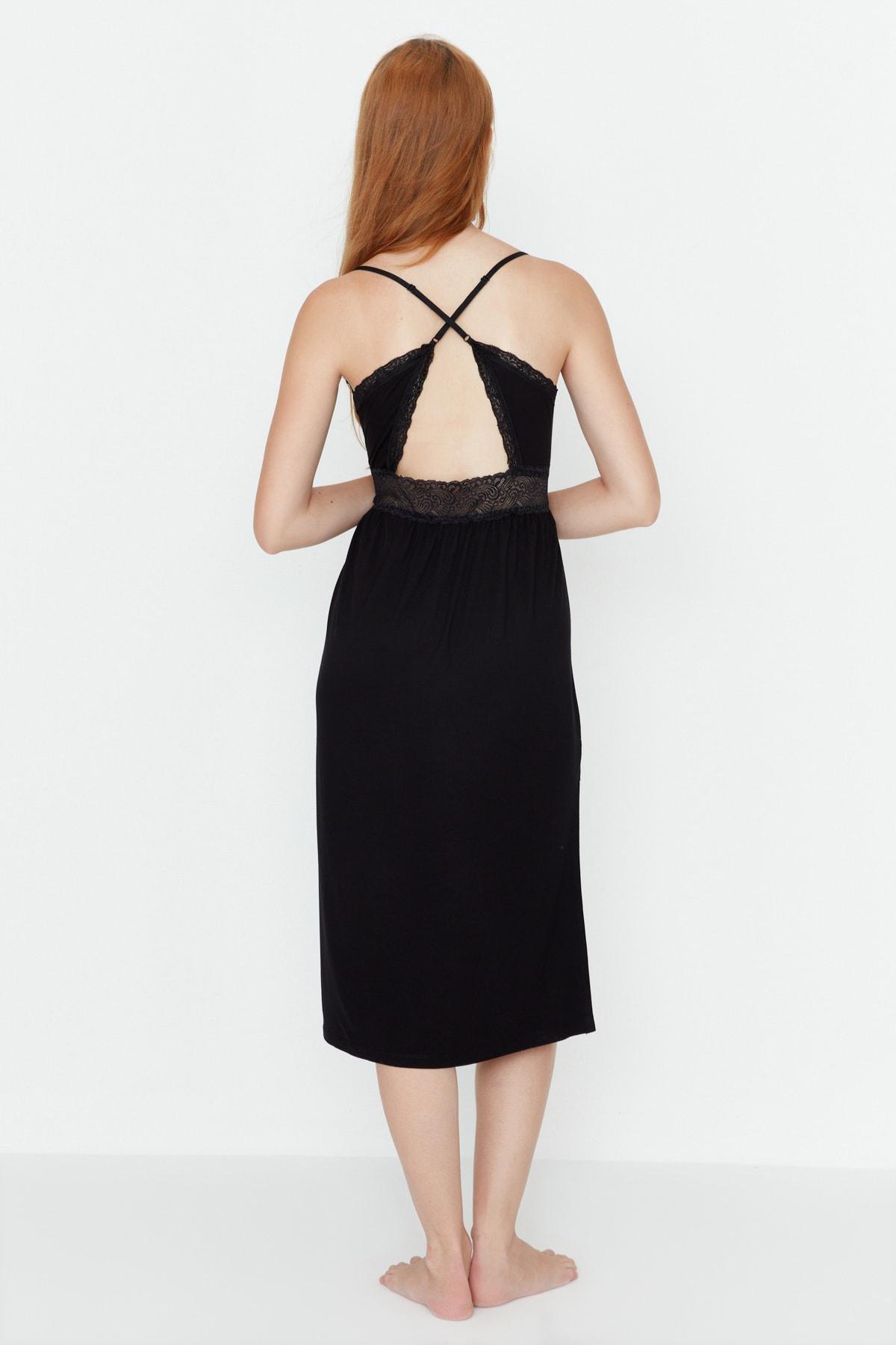 Black A-Line Lace Nightgown, , large image number 2