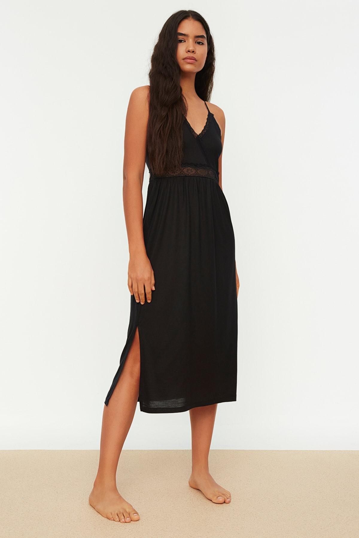 Black A-Line Lace Nightgown, , large image number 7