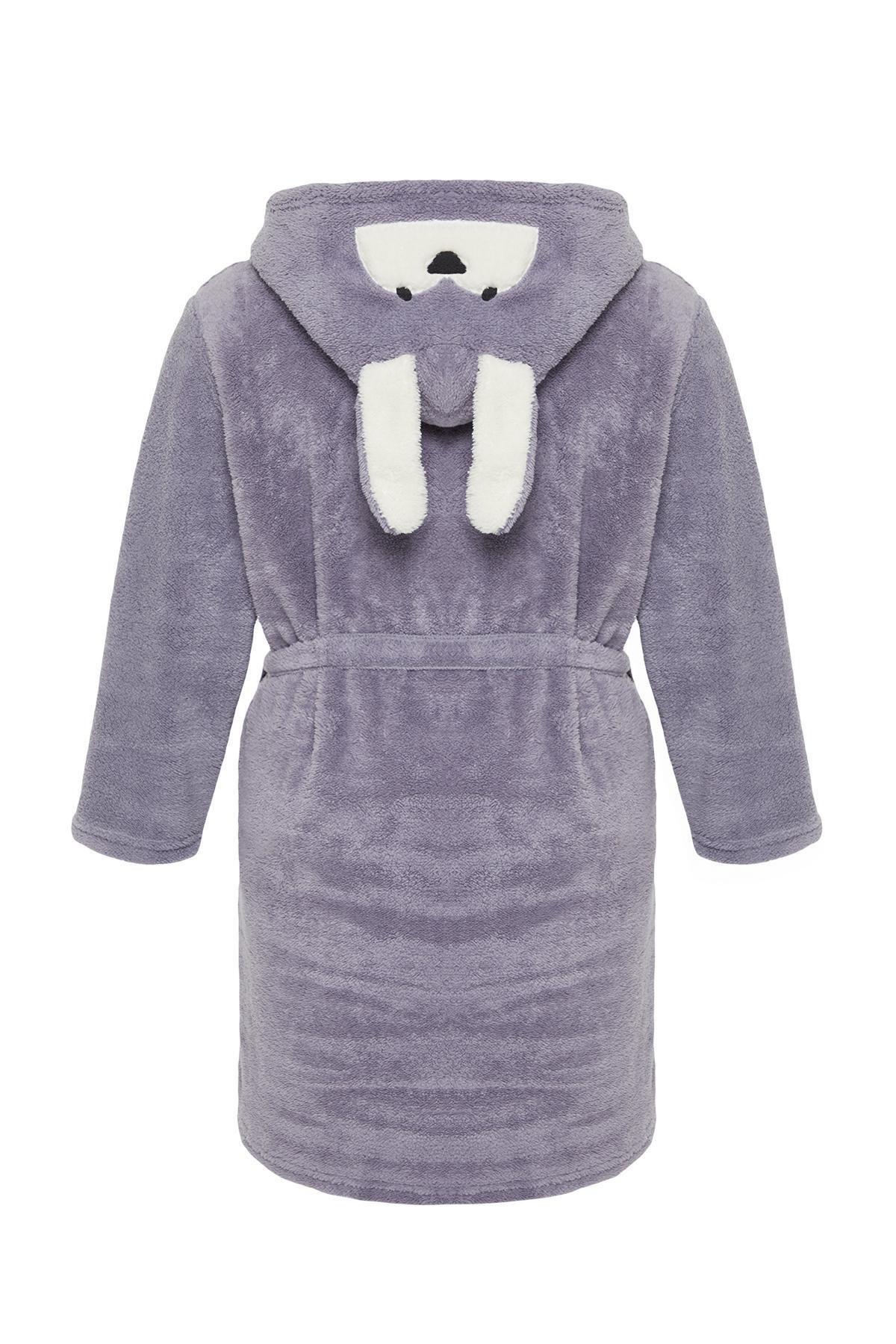 Purple Animal Figured Knitted Dressing Gown, , large image number 5
