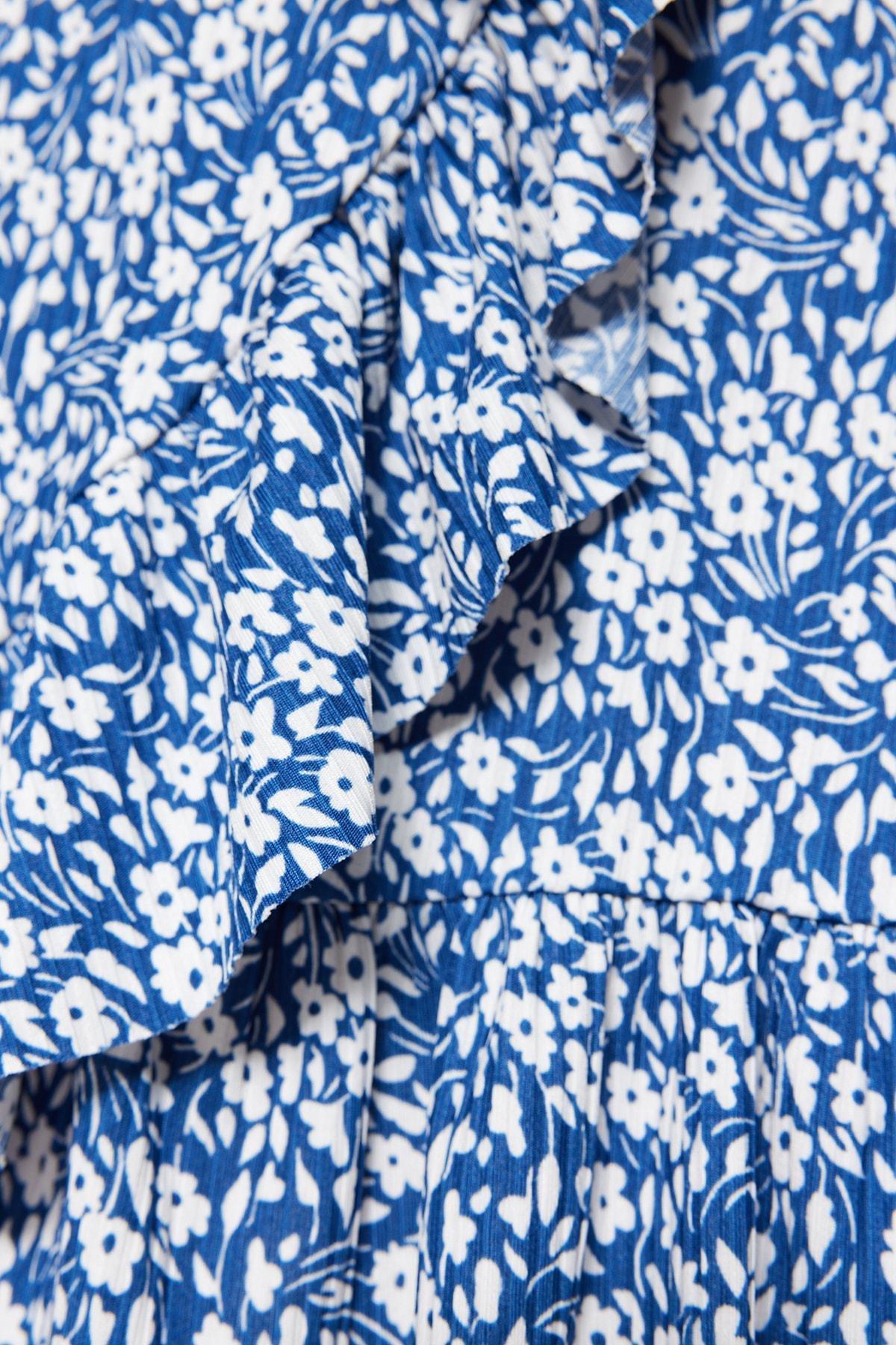 Blue Floral Mini Skirt, , large image number 4