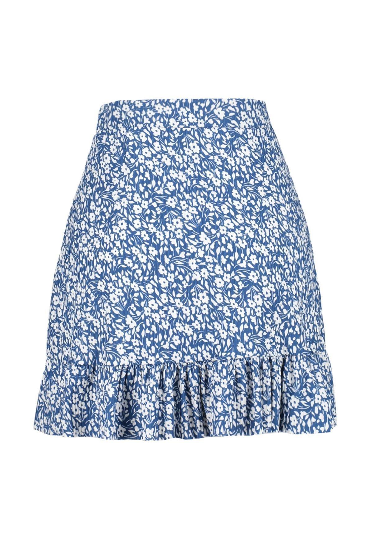 Blue Floral Mini Skirt, , large image number 7