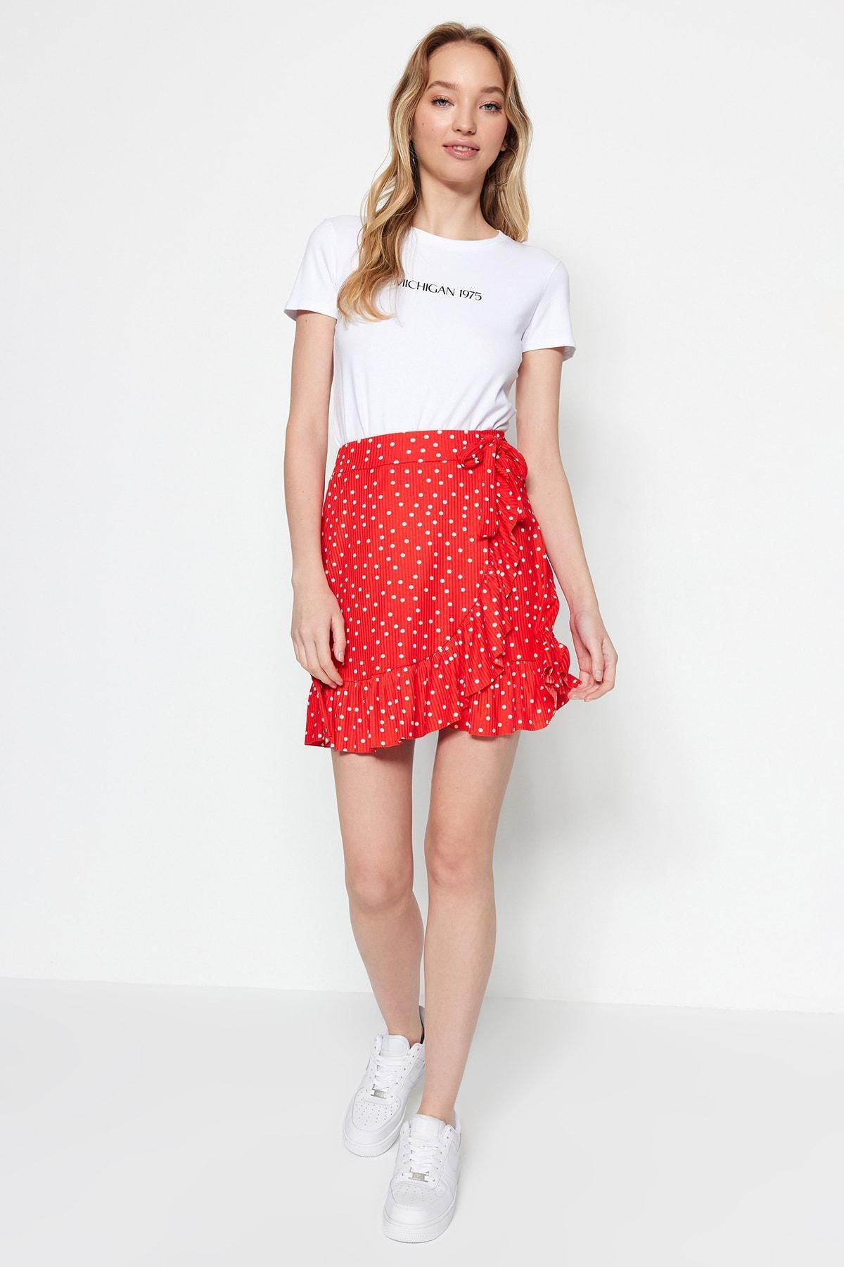 Pink Ruffle Mini Knit Skirt, , large image number 1