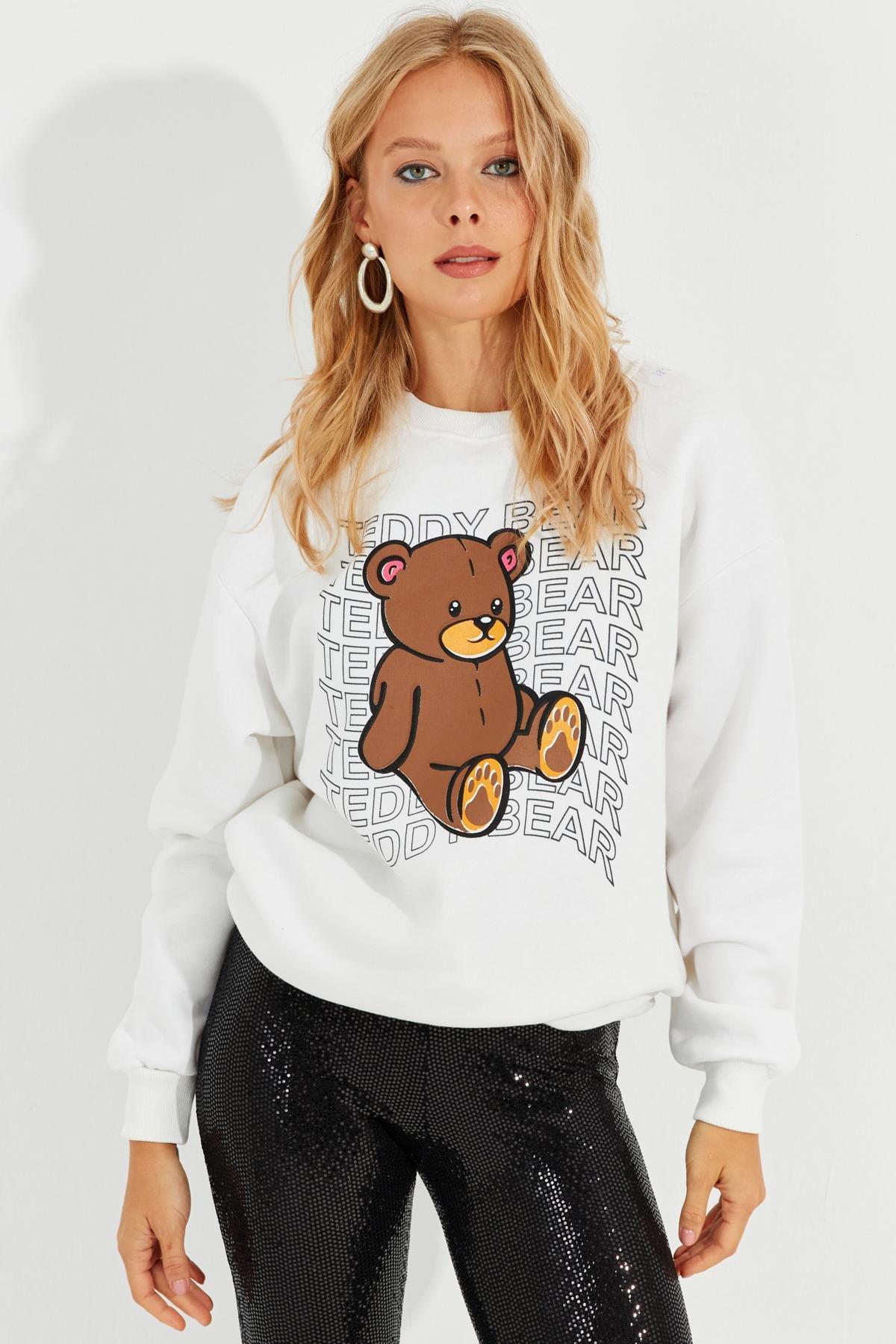 Ecru Graphic Print Sweatshirt, Ecru, large image number 1
