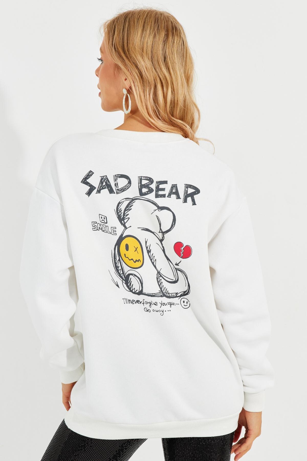 Ecru Graphic Print Sweatshirt, Ecru, large image number 3