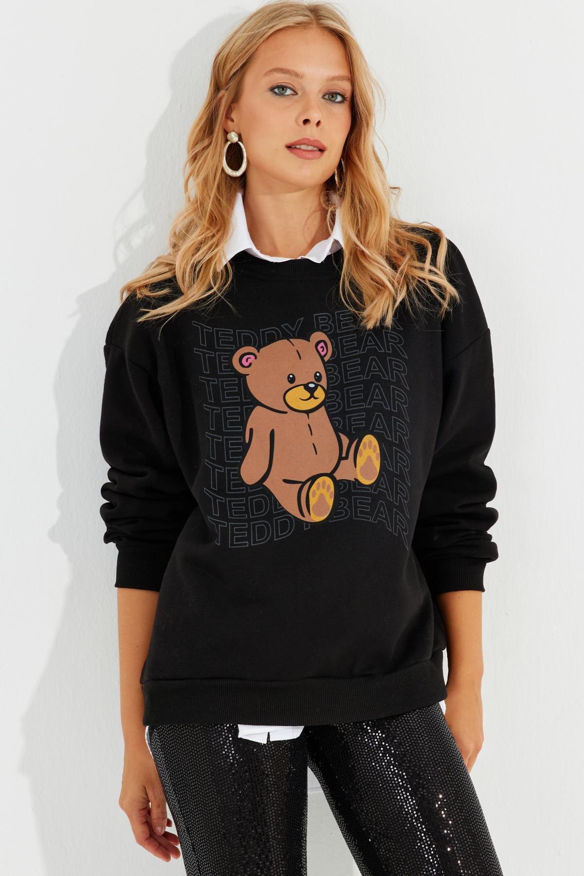 Black Graphic Print Oversized Hoodie ZM288, , large image number 2