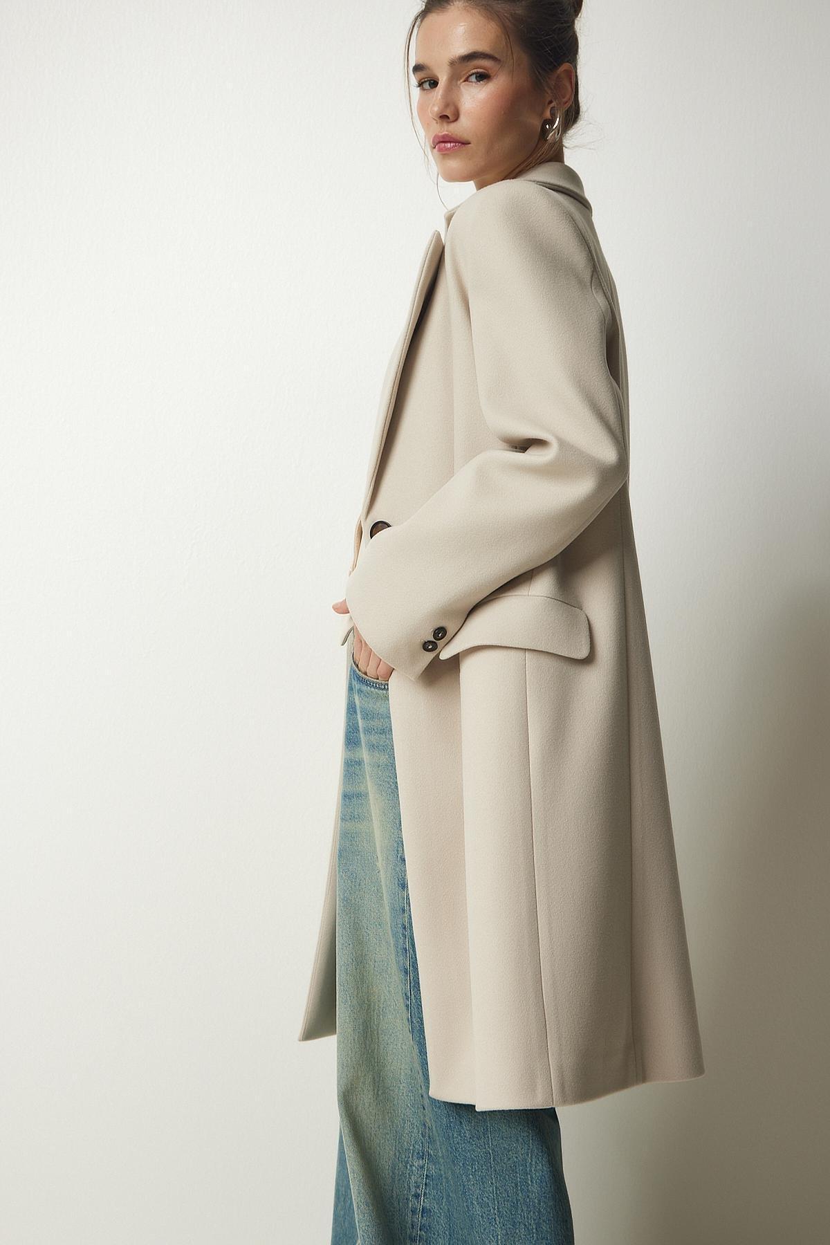 Happiness Istanbul - Cream Buttoned Cachet Coat