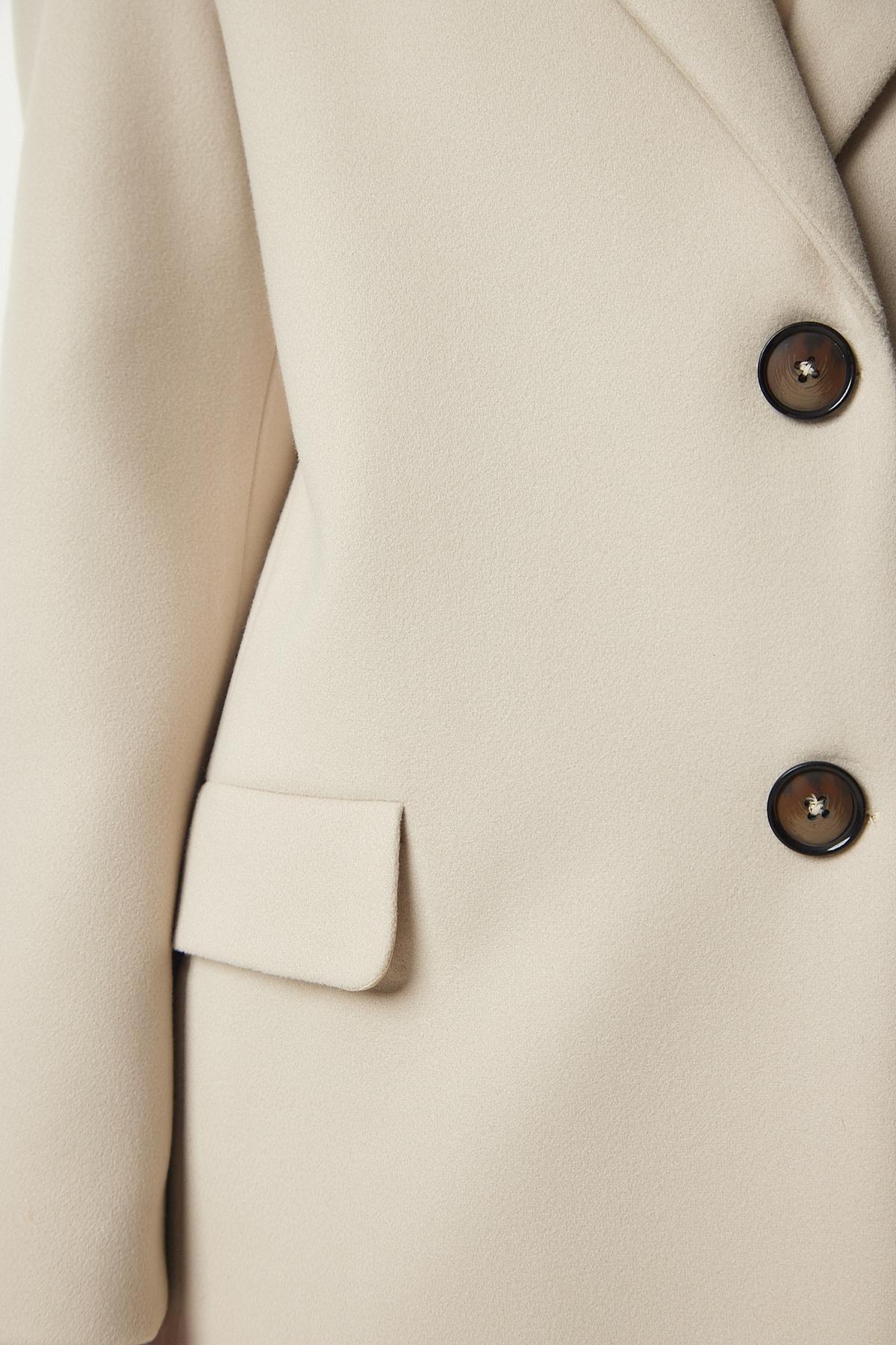 Happiness Istanbul - Cream Buttoned Cachet Coat