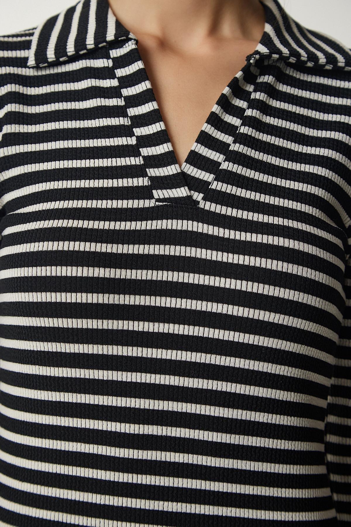 Black Polo Neck Striped Camisole Dress, , large image number 2
