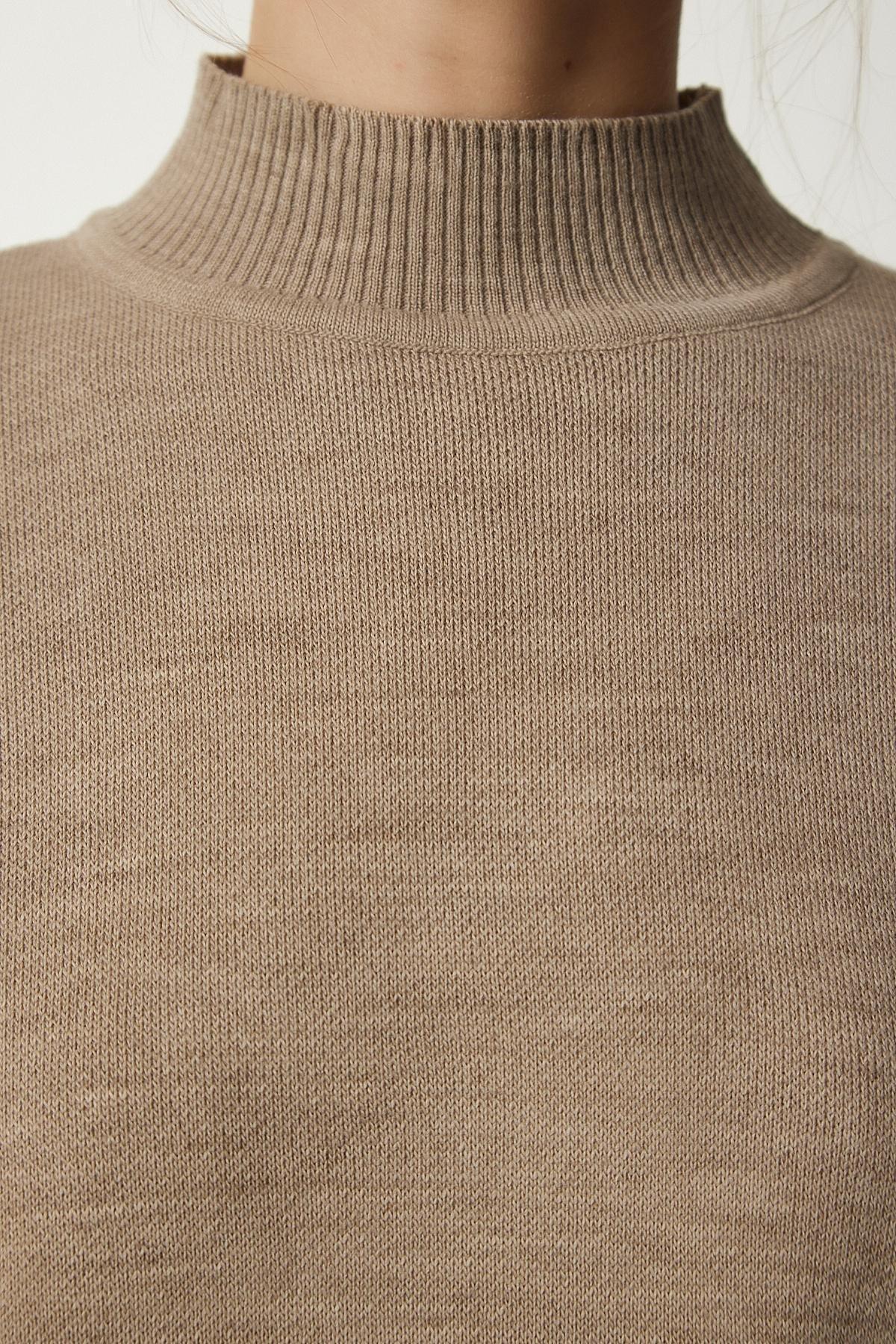 Brown Ribbed Knitwear Sweater Dress, Set Of 2, Mink, large image number 7
