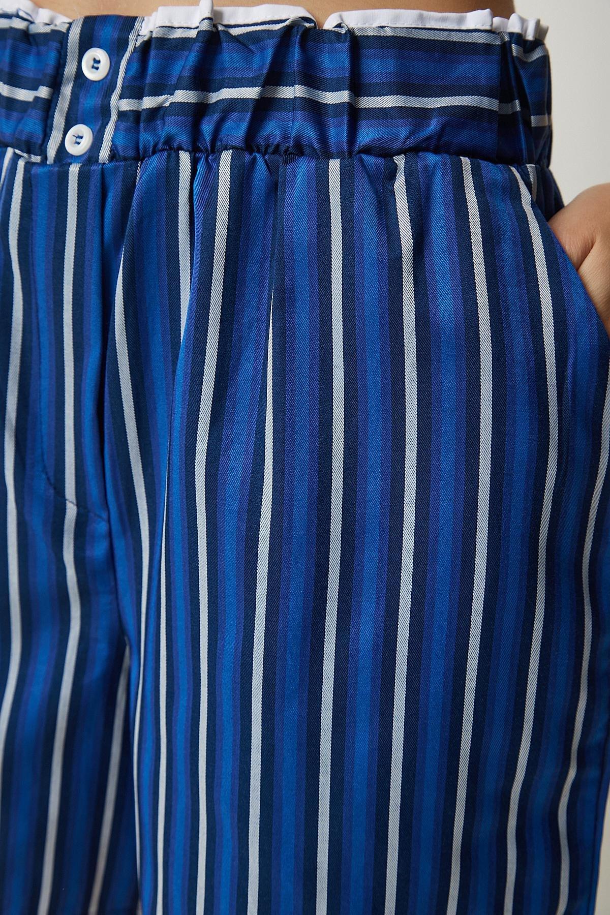Blue Striped Satin Surface Co-Ord Set, , large image number 4