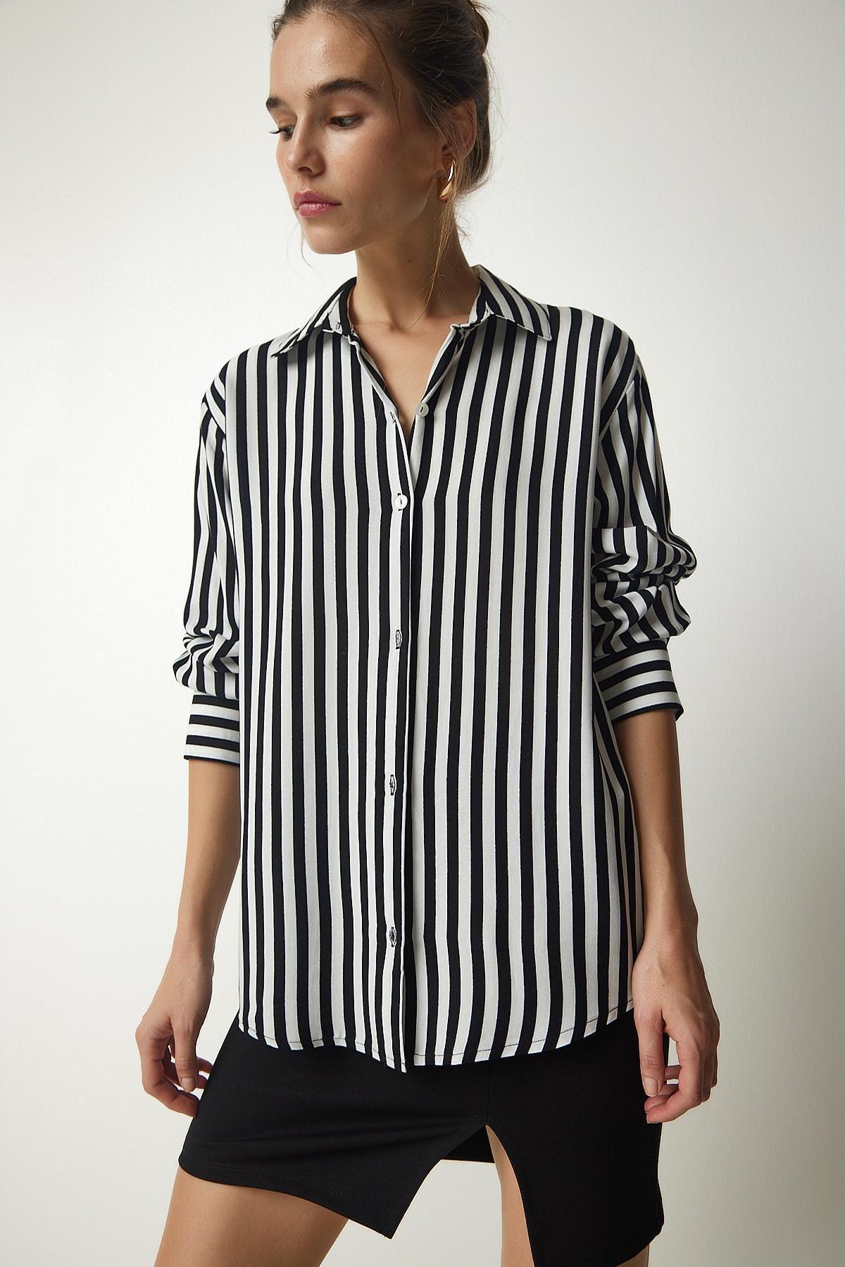 Multicolour Striped Viscose Shirt, , large image number 0