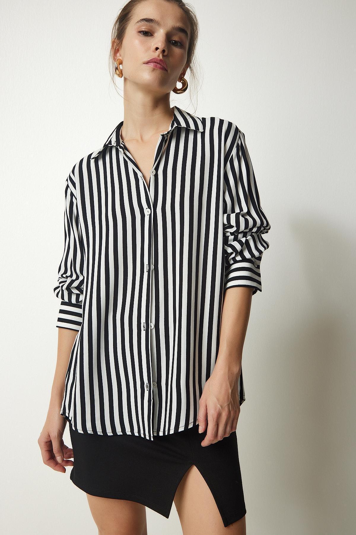 Multicolour Striped Viscose Shirt, , large image number 1