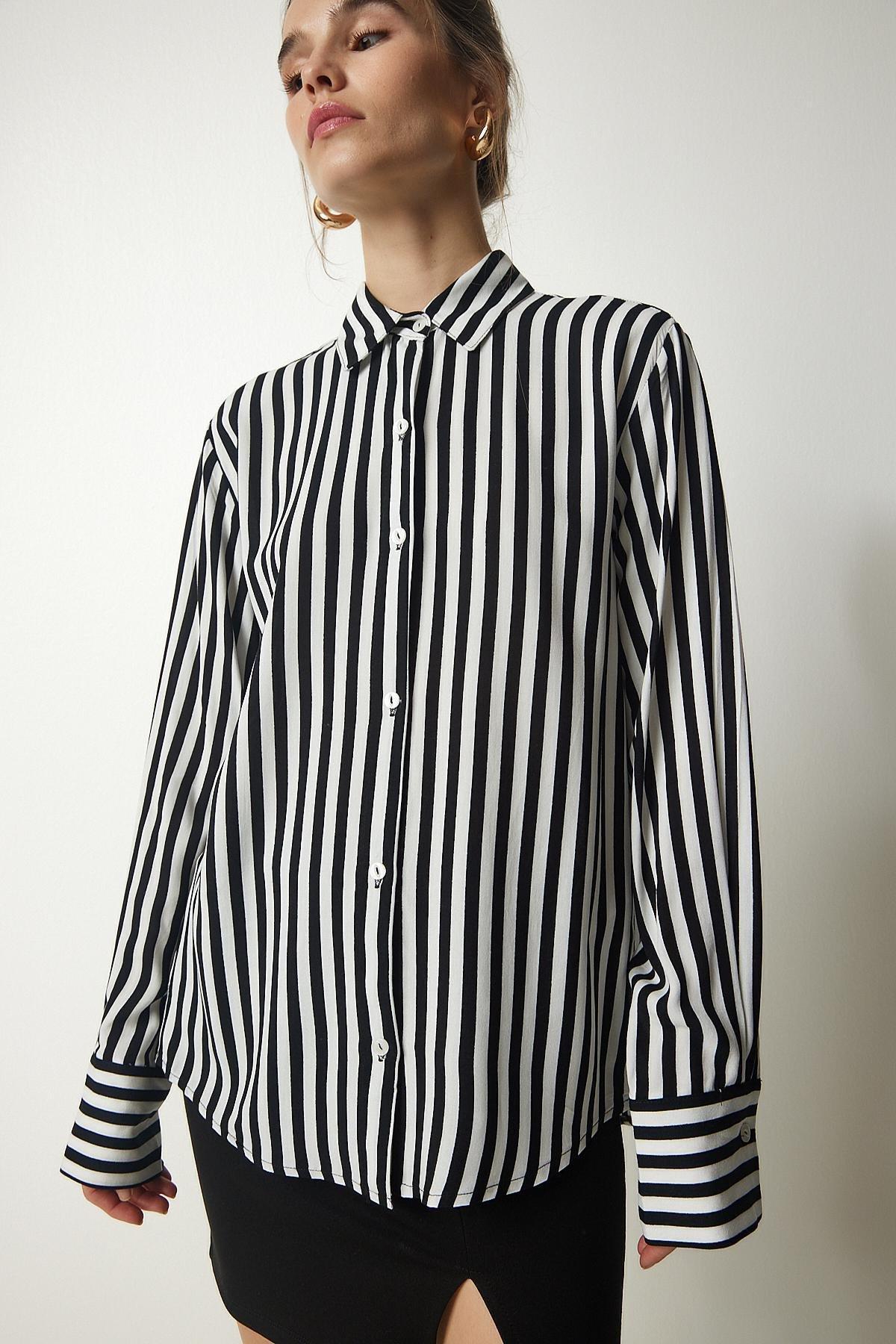 Multicolour Striped Viscose Shirt, , large image number 2