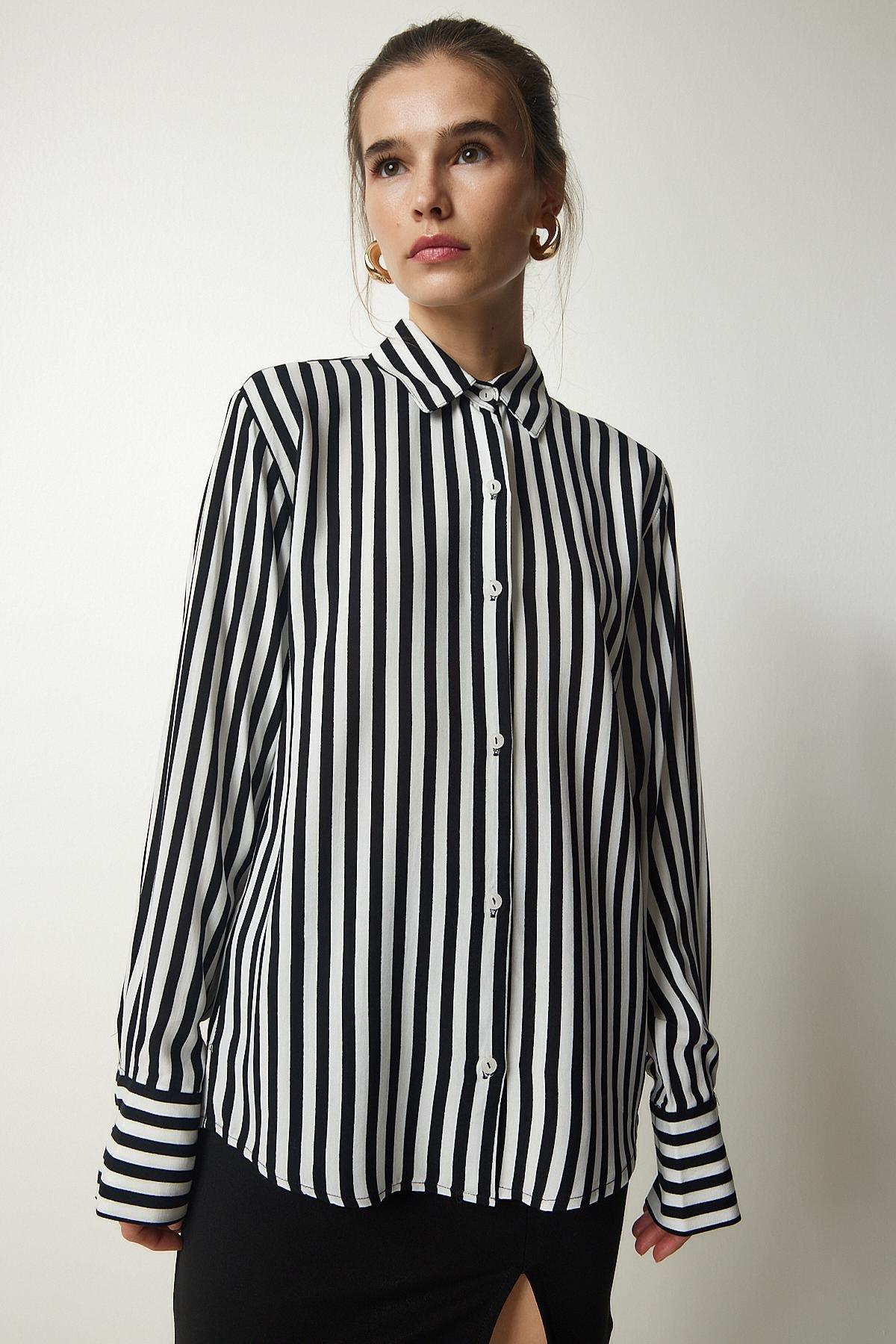 Multicolour Striped Viscose Shirt, , large image number 3
