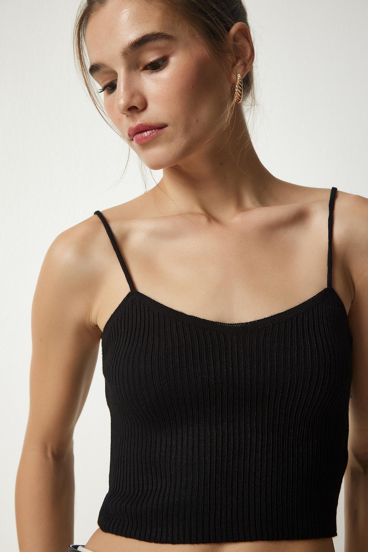 Black Ribbed Knitwear Crop Suit, BLACK, large image number 4