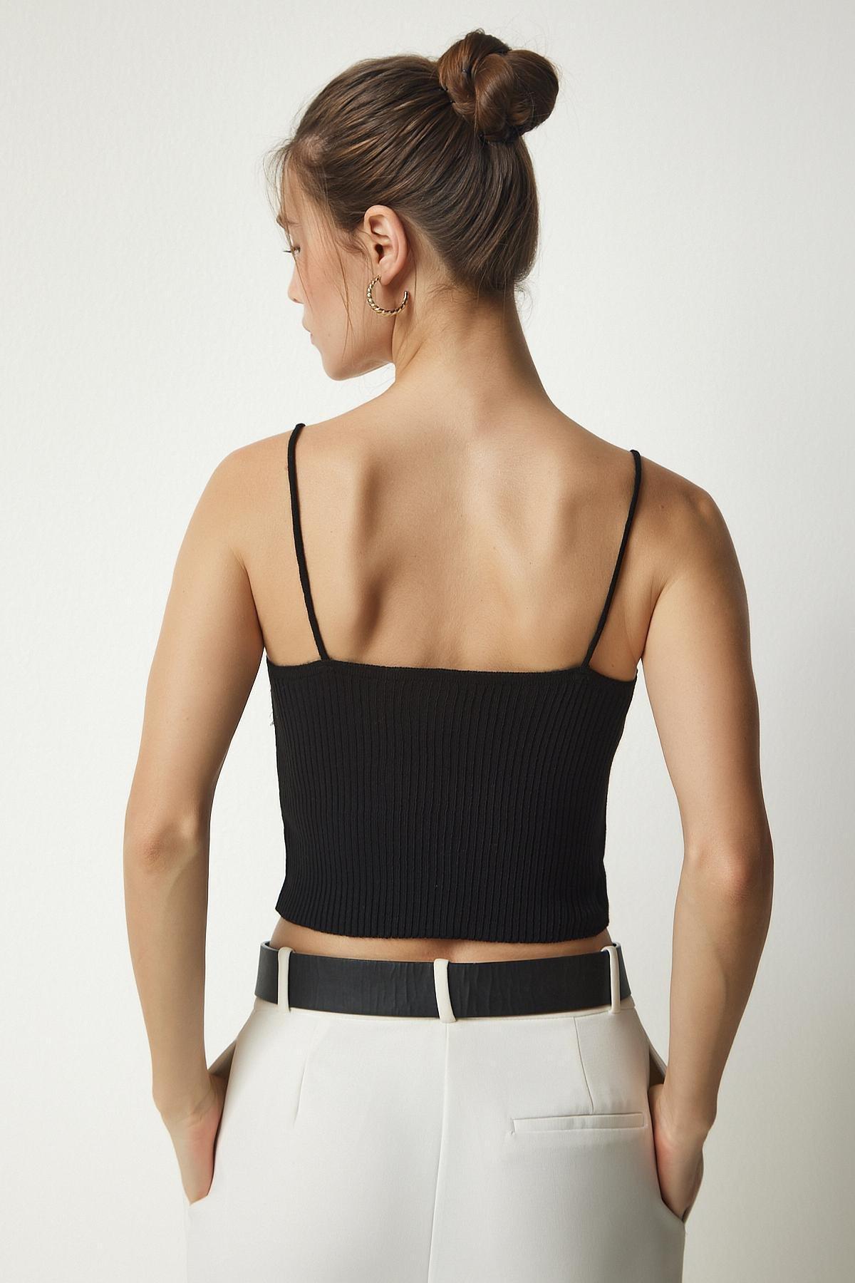 Black Ribbed Knitwear Crop Suit, BLACK, large image number 5