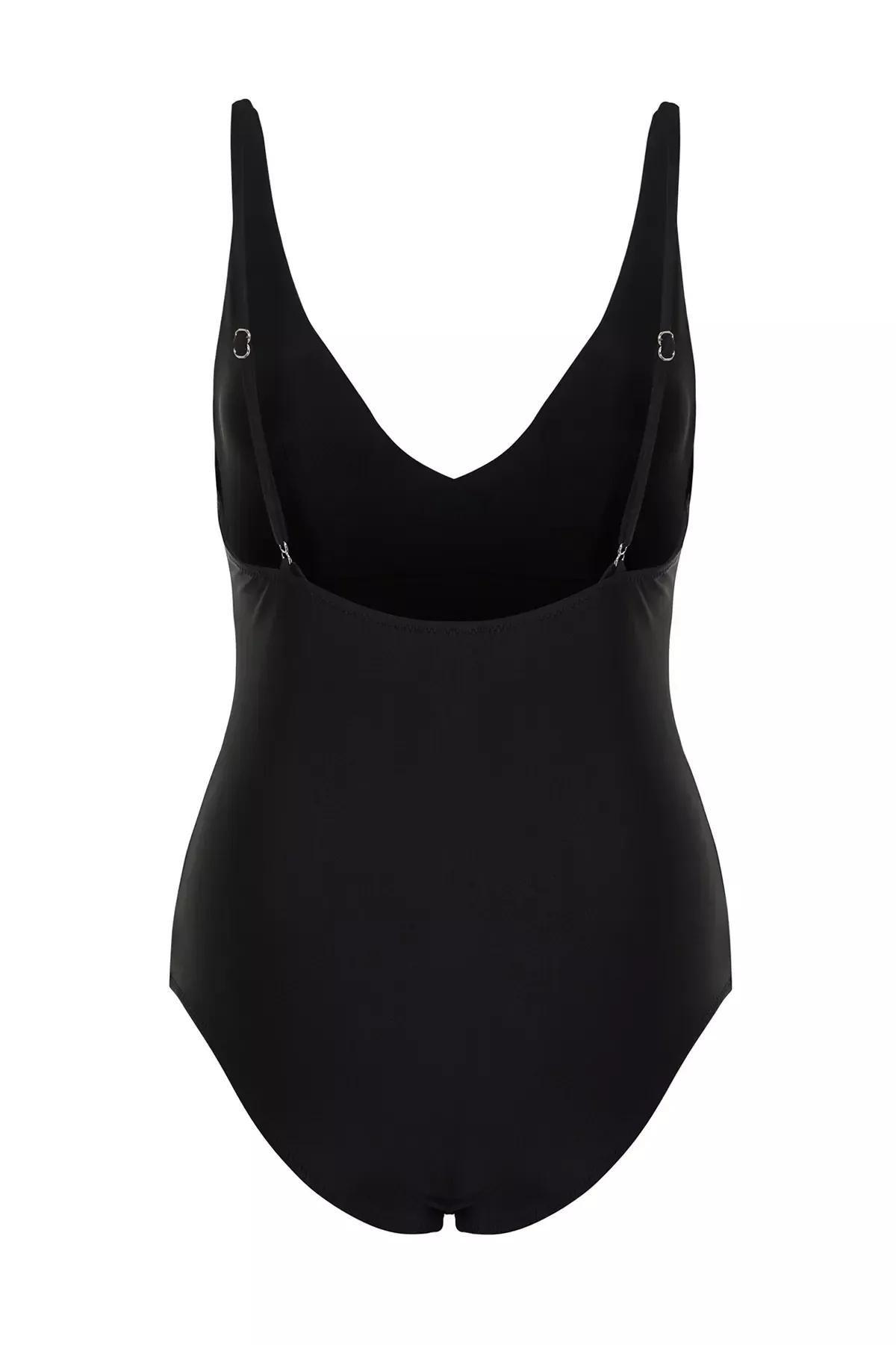 Trendyol - Black V-Neck Compression Swimsuit