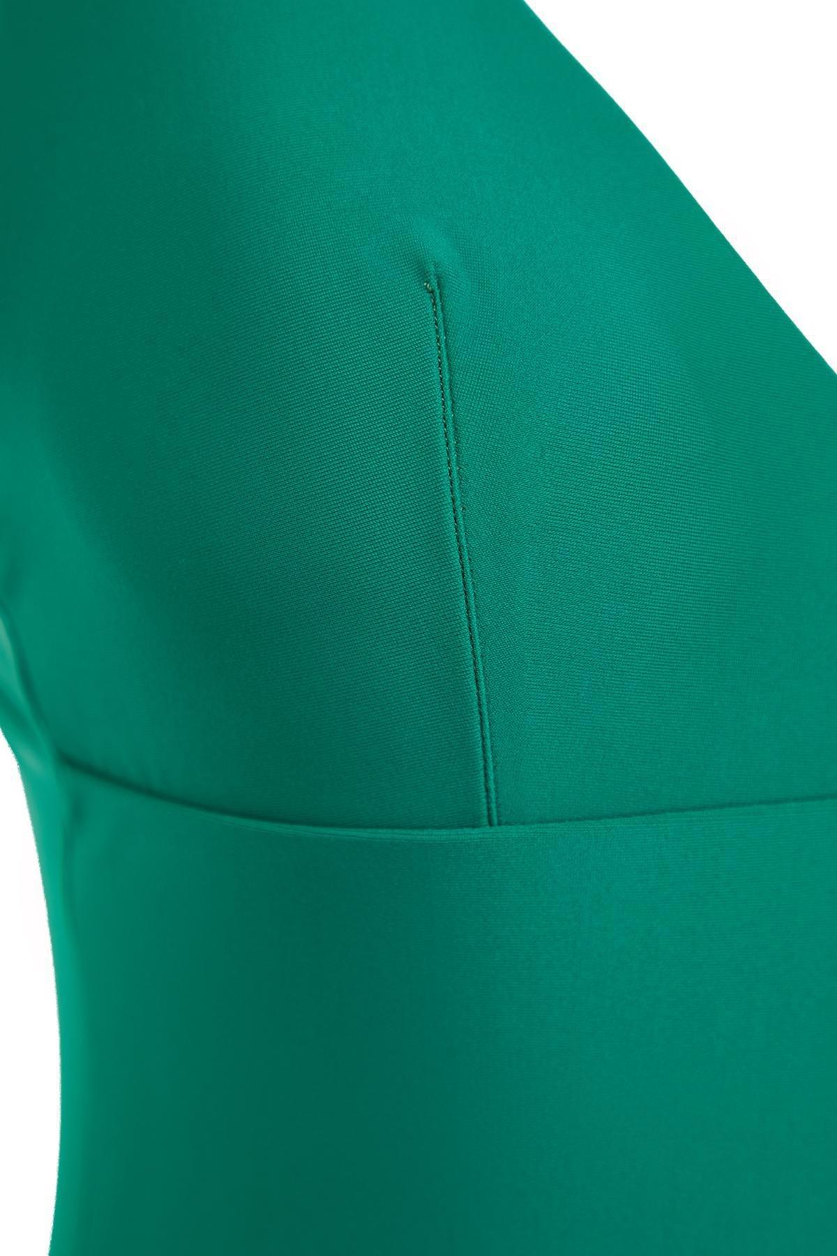 Green V-Neck Recovery Regular Swimsuit, , large image number 5