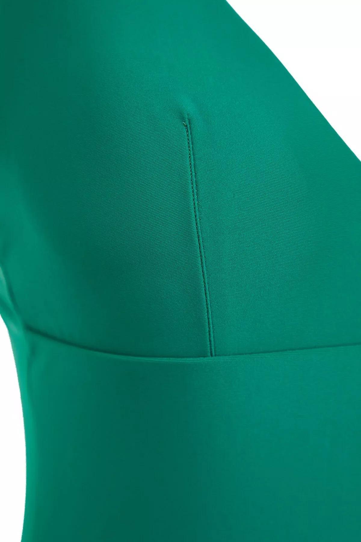Green V-Neck Recovery Regular Swimsuit, , large image number 6