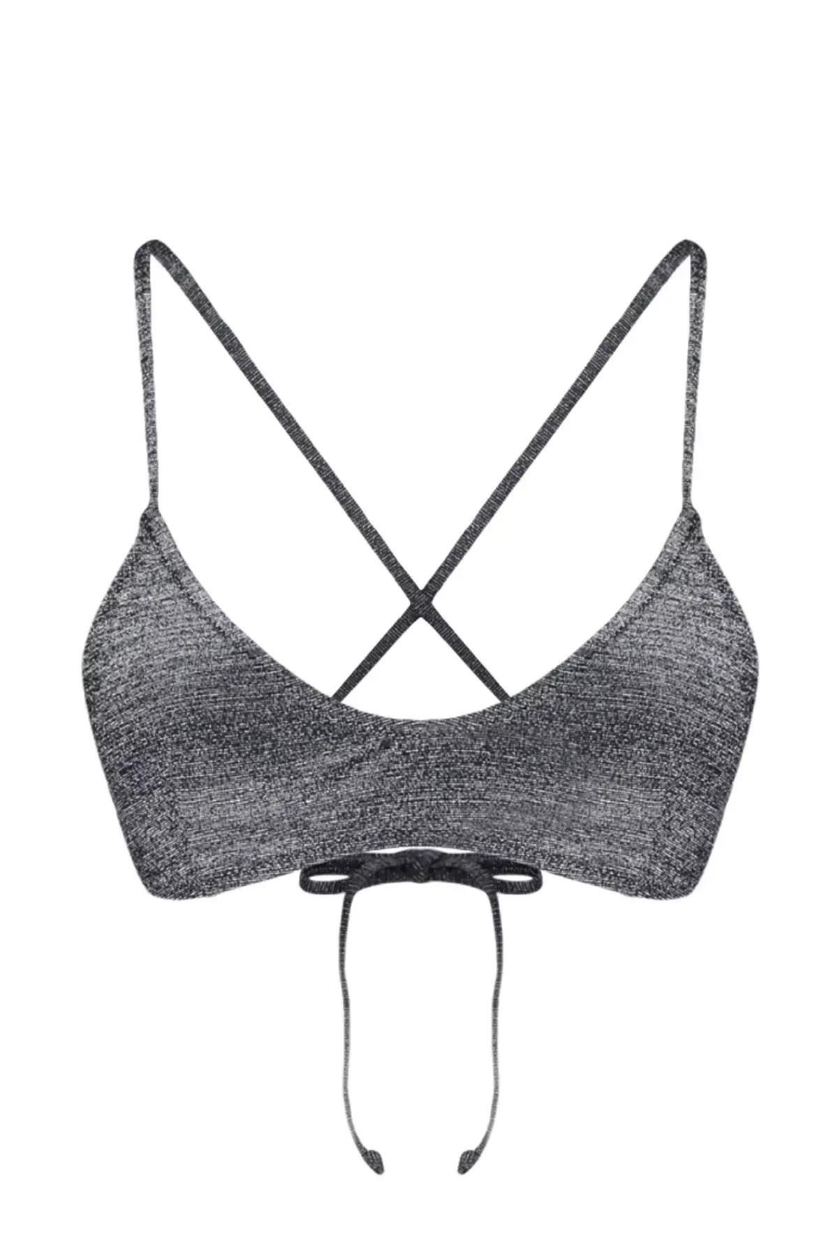 Black Bralette Silvery Bikini Top, C101_2094, large image number 5