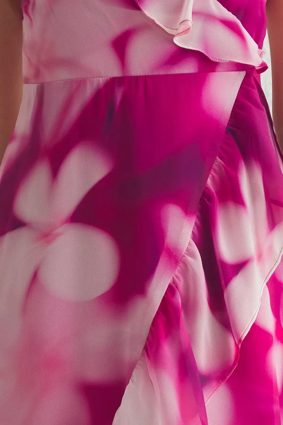 Pink Floral Double-Breasted Midi Lined Dress, , large image number 2