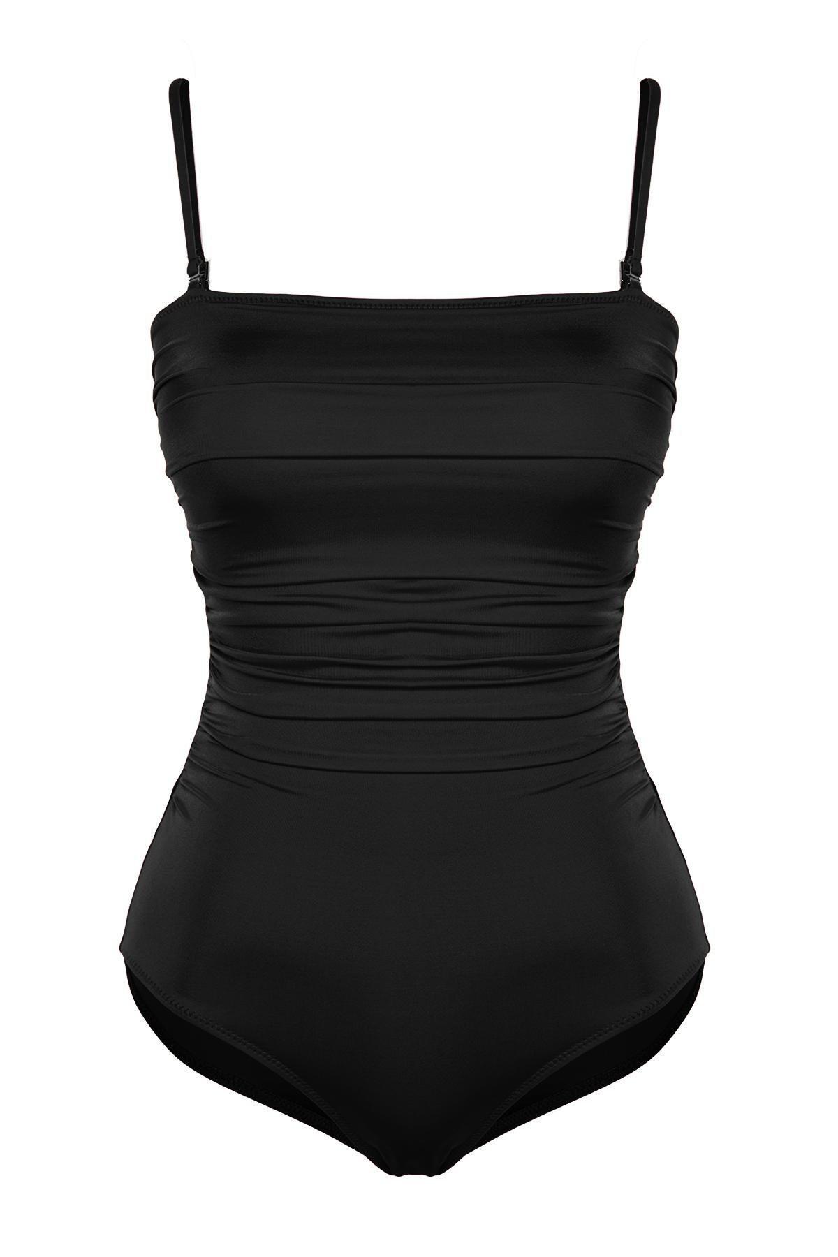 Black Strapless Compression Swimsuit, , large image number 4