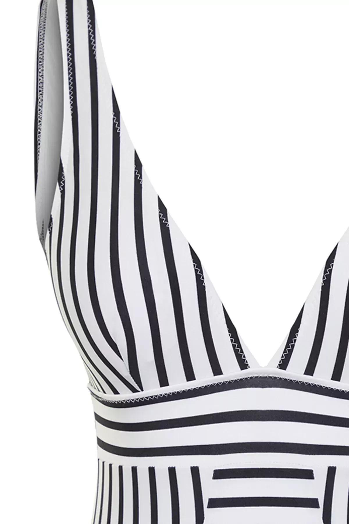 Multicolour Striped V-Neck Recovery Swimsuit, C101_1458, large image number 5