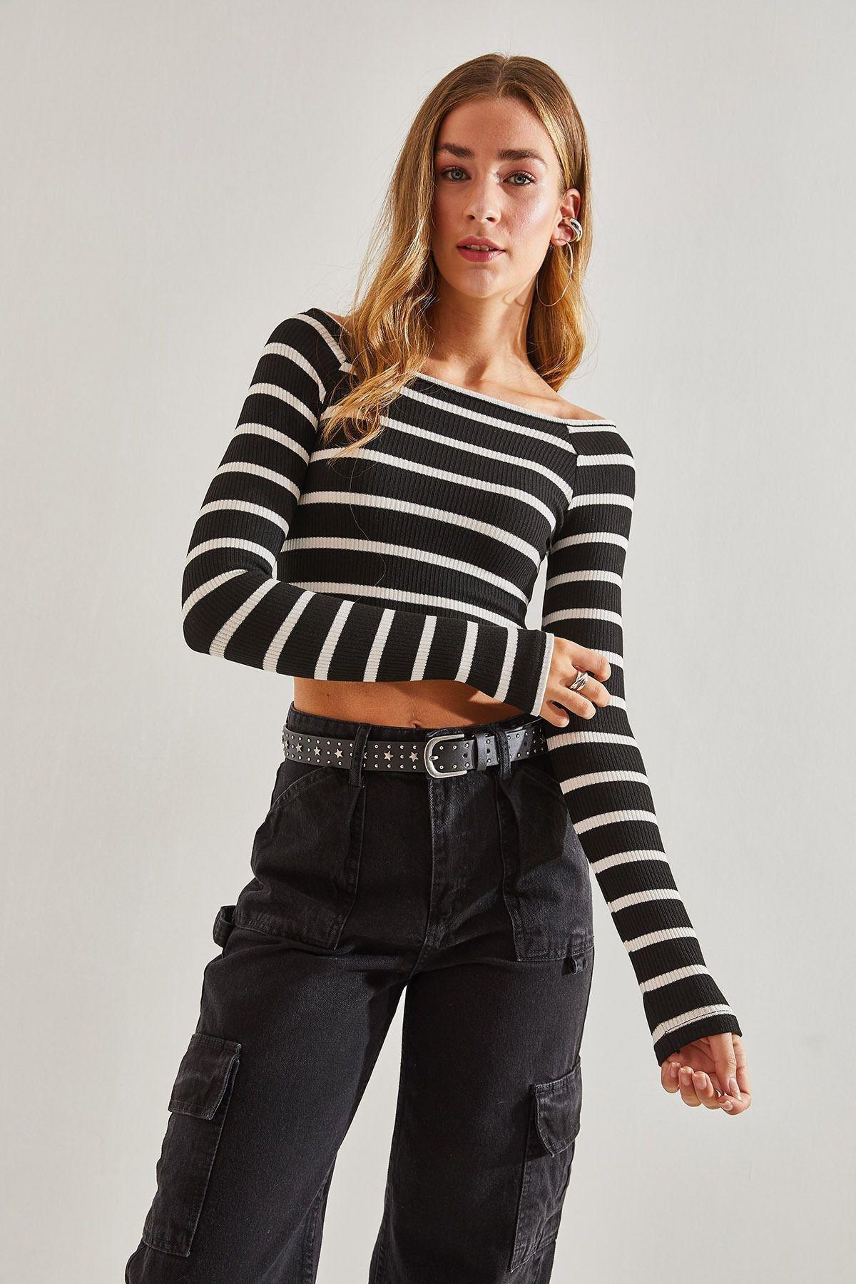 Multicolour Striped Crop Blouse, , large image number 3