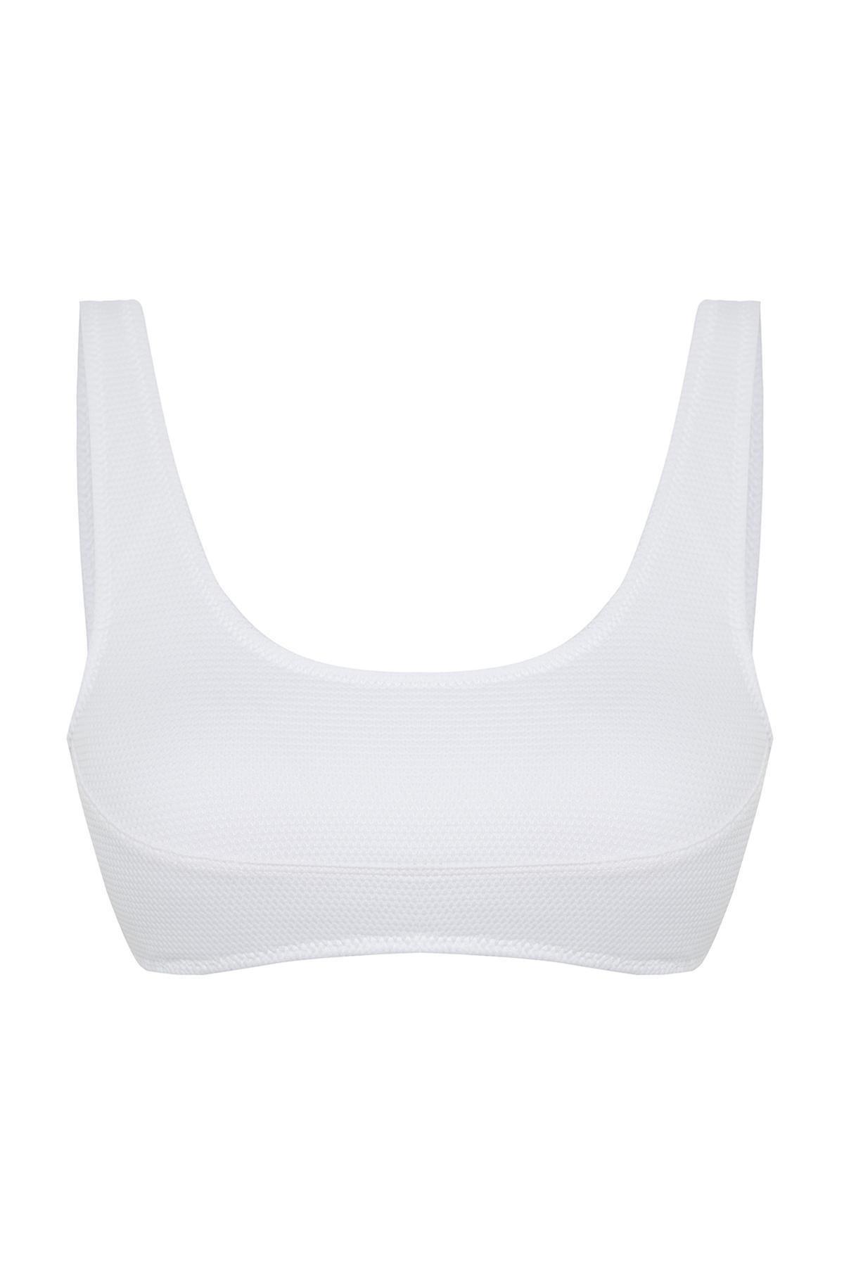 White Bralette Textured Bikini Top, , large image number 4