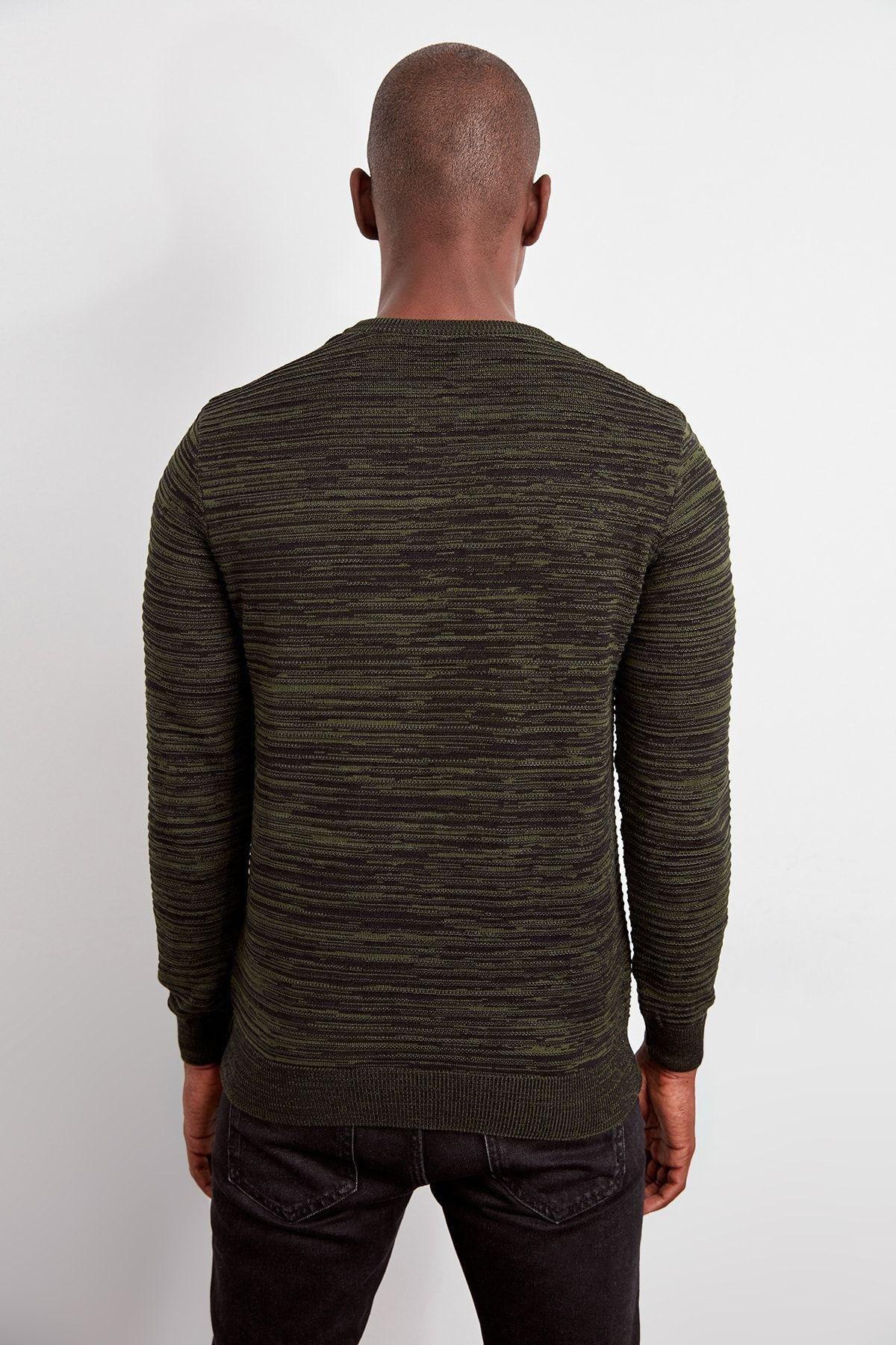 Khaki Stripe Casual Sweater TMNAW20LS0008, , large image number 4