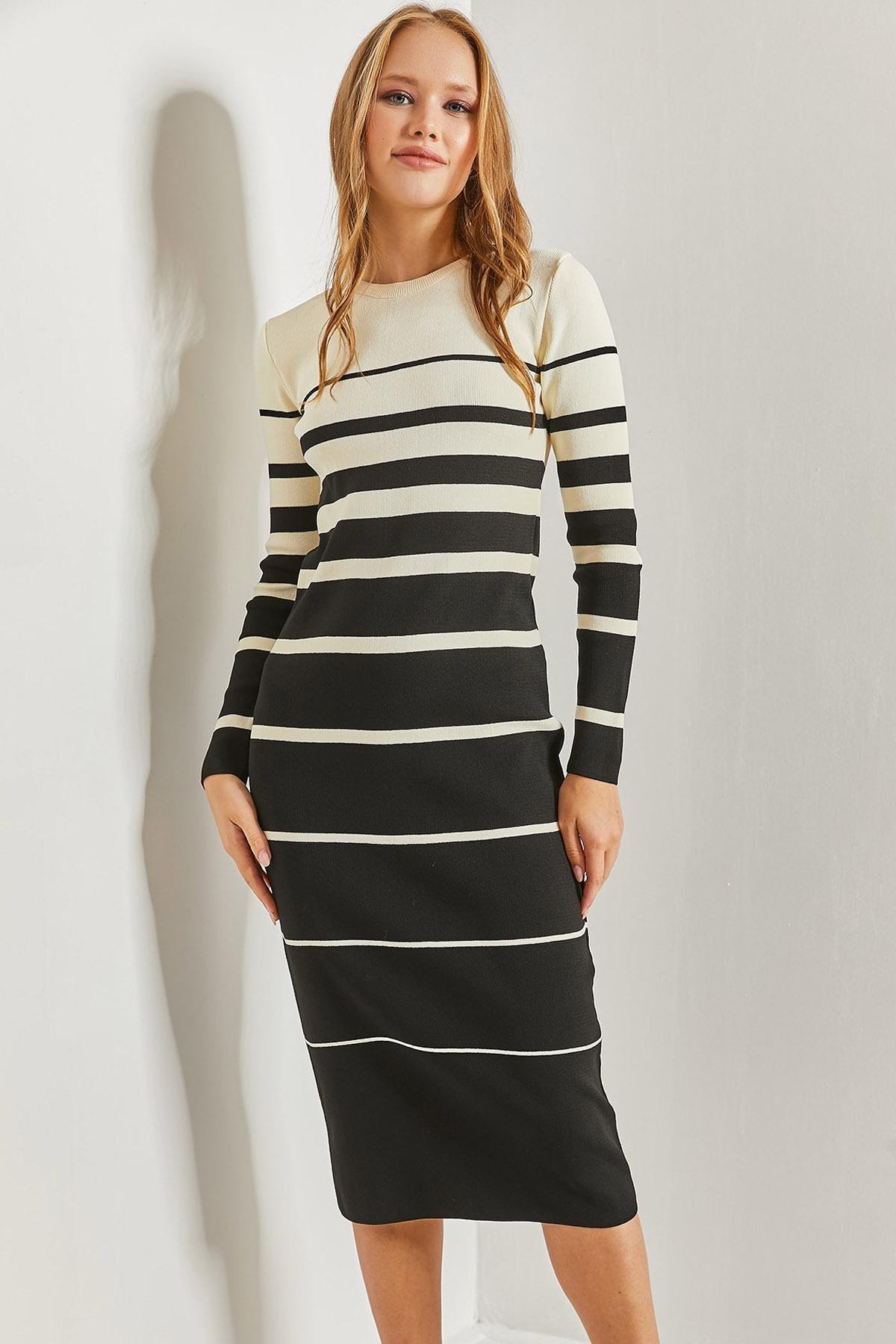 Multicolour Striped Long Knitted Dress, C101_1458, large image number 0