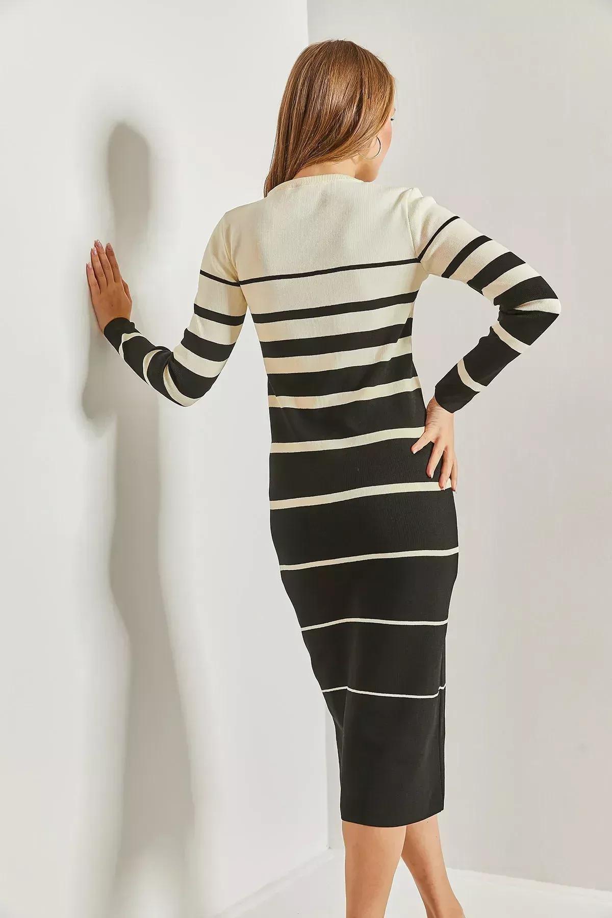 Multicolour Striped Long Knitted Dress, C101_1458, large image number 1