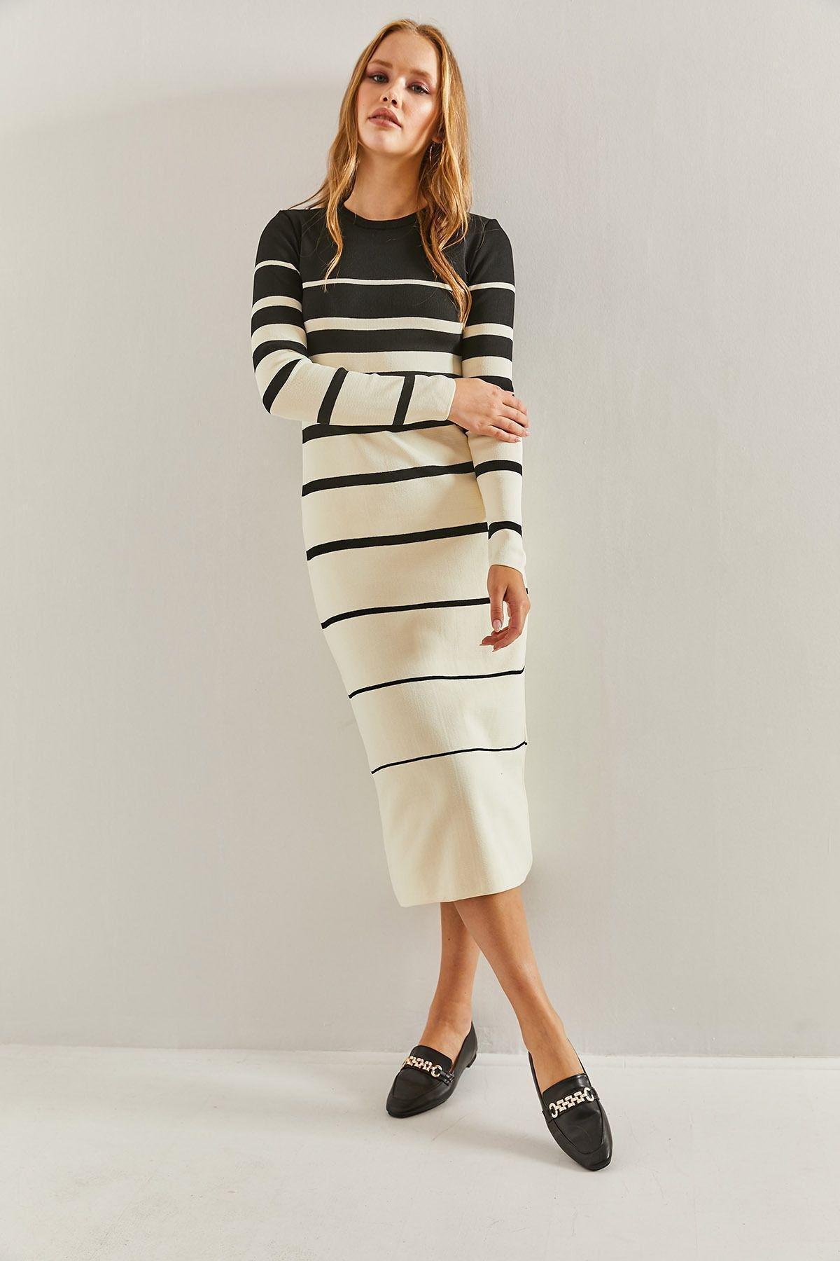 Multicolour Striped Long Knitted Dress, C101_1881, large image number 3