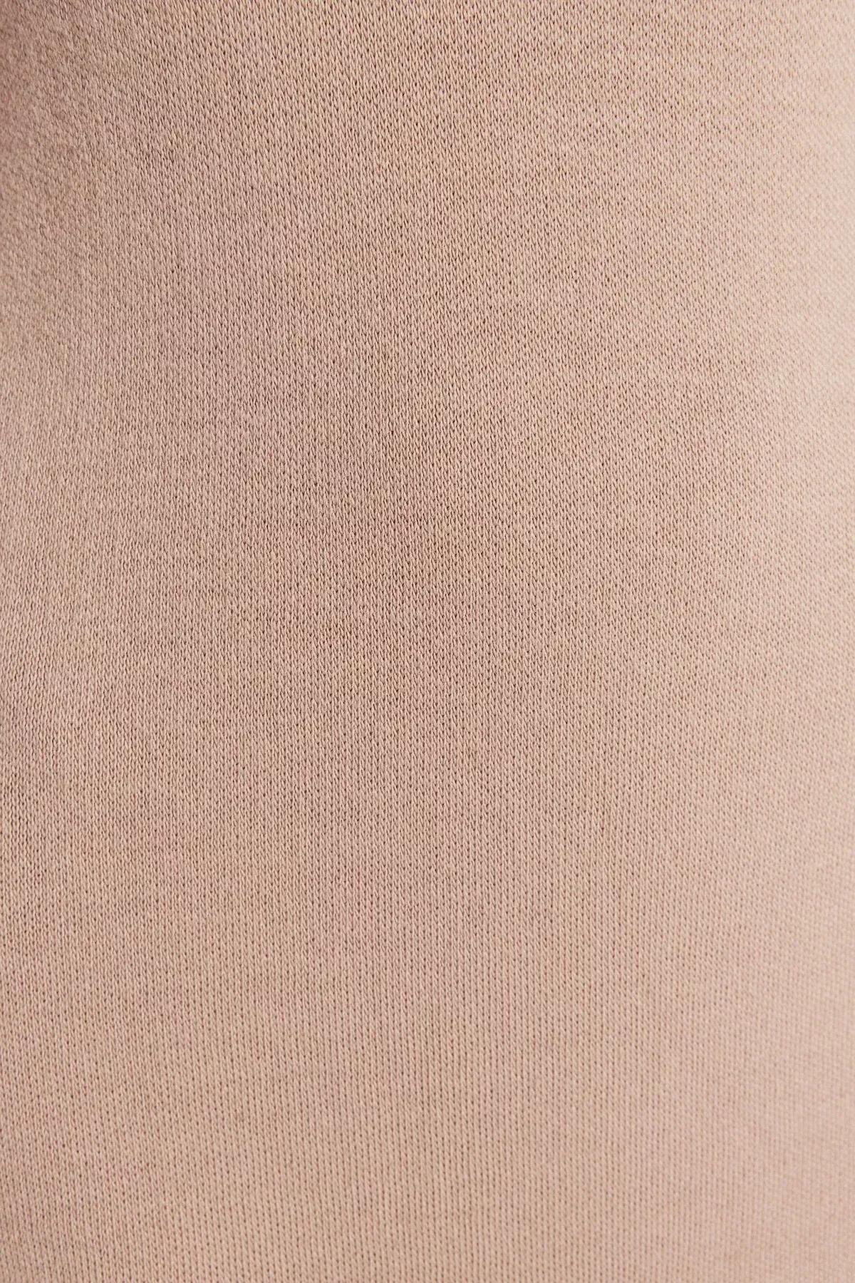 Beige Plain Knitted Dress, Beige, large image number 4