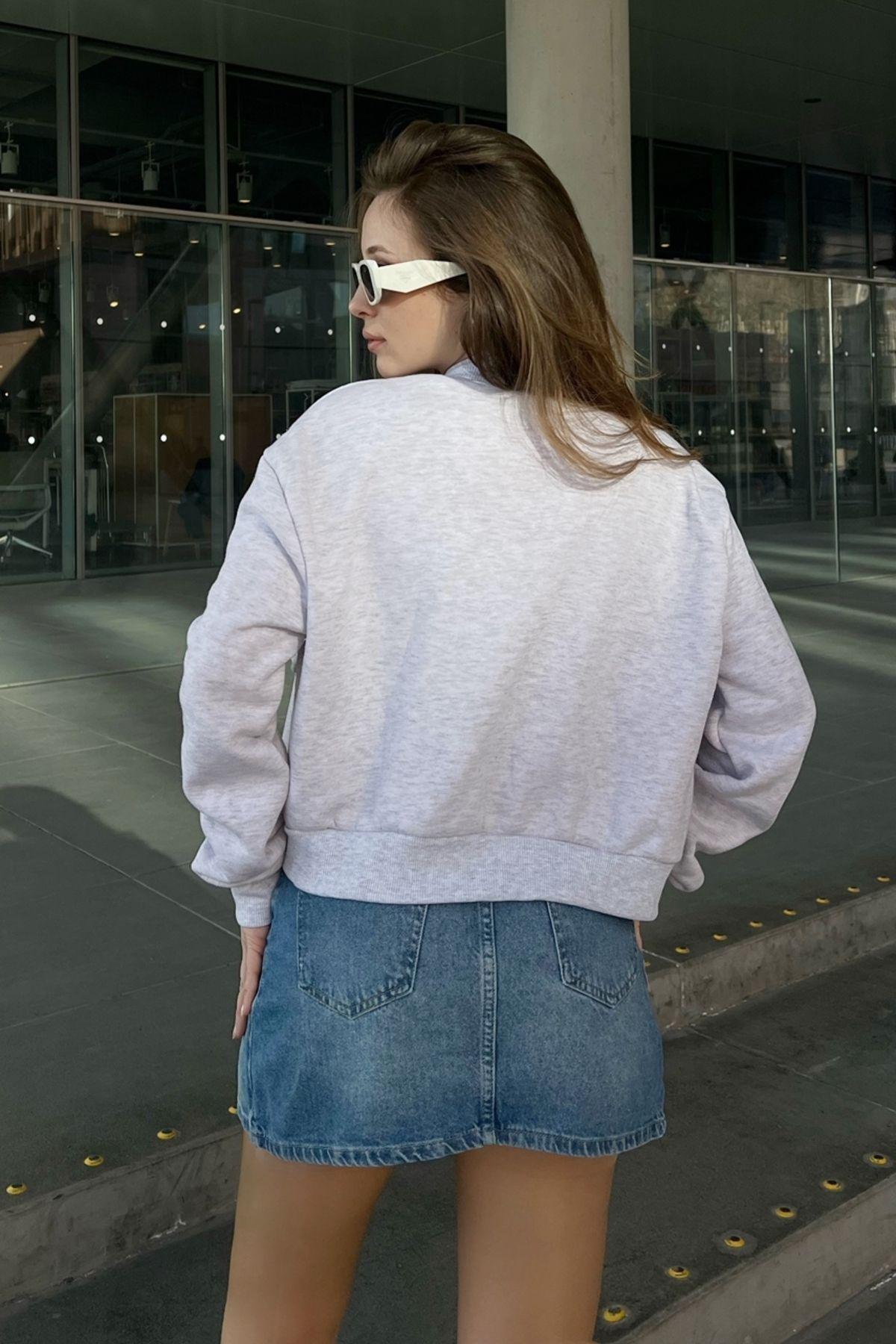 Grey Raised Double Pocket Bomber Jacket, , large image number 2
