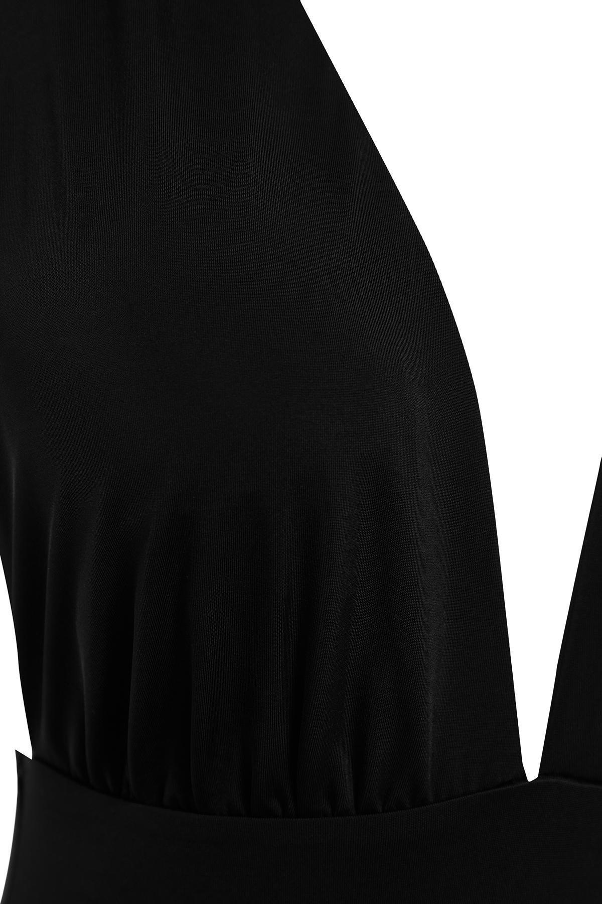 Trendyol - Black Low Cut Plain Swimsuit