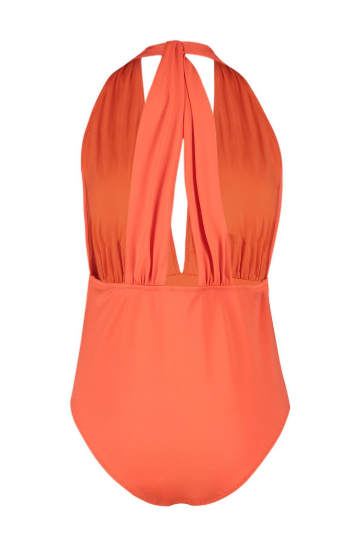 Trendyol - Red Decollete Decollete Swimsuit