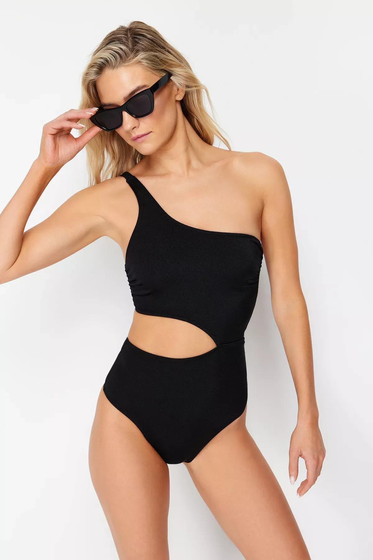 Trendyol Black Shoulder Cut Out Swimsuit Azadea Lebanon