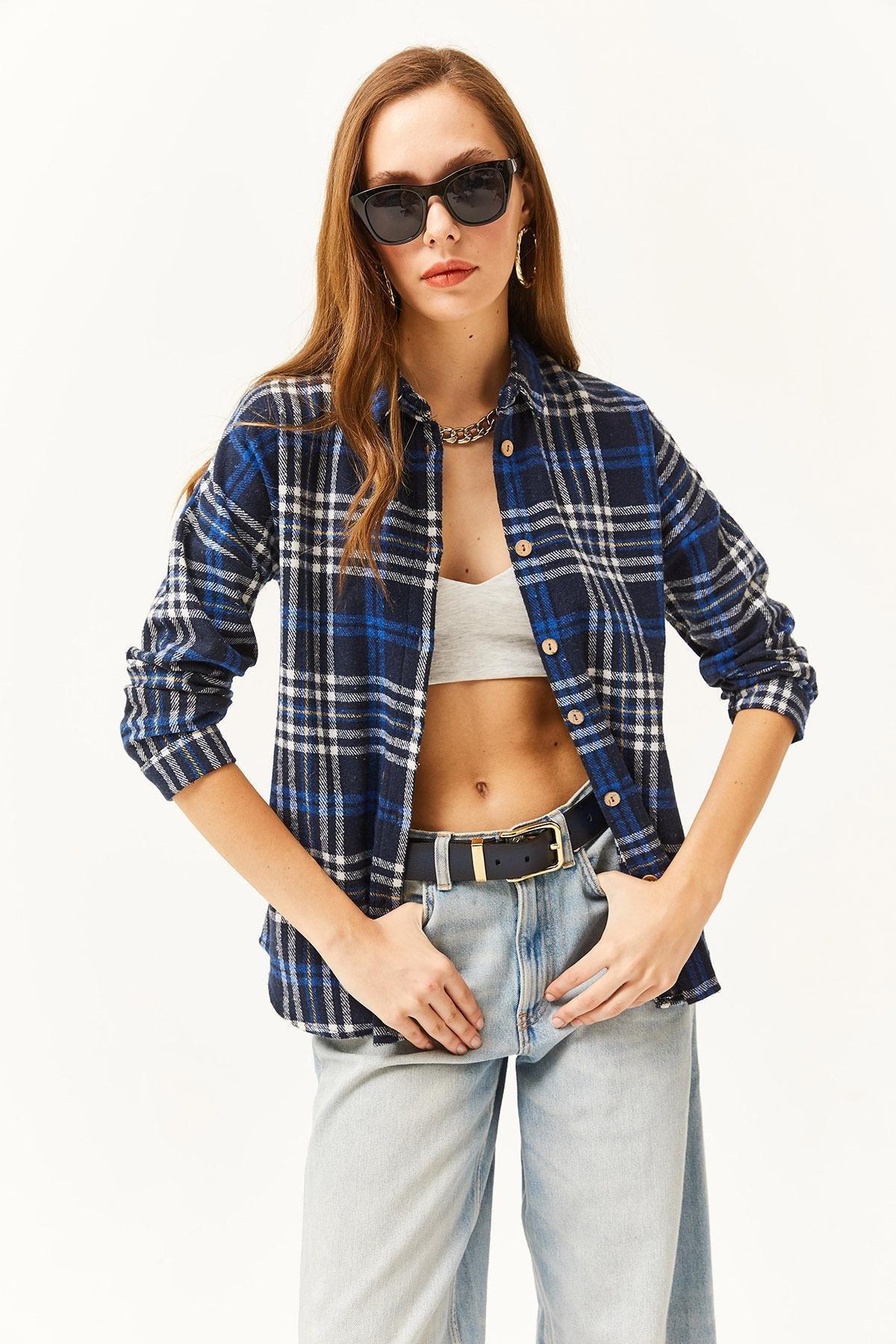 Navy Plaid Lumberjack Shirt, Navy blue, large image number 1