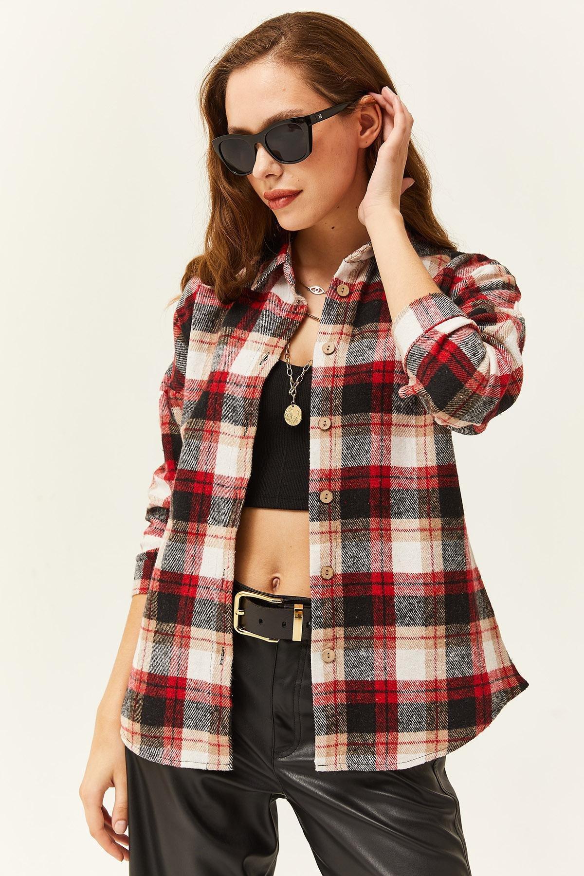 Olalook - Beige Plaid Lumberjack Shirt