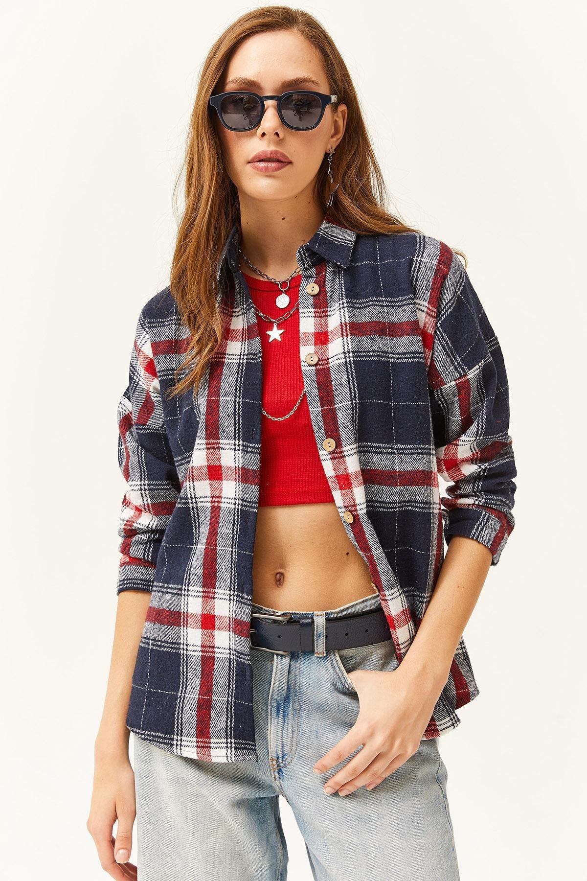 Multicolour Plaid Lumberjack Shirt, Navy Blue Red, large image number 0