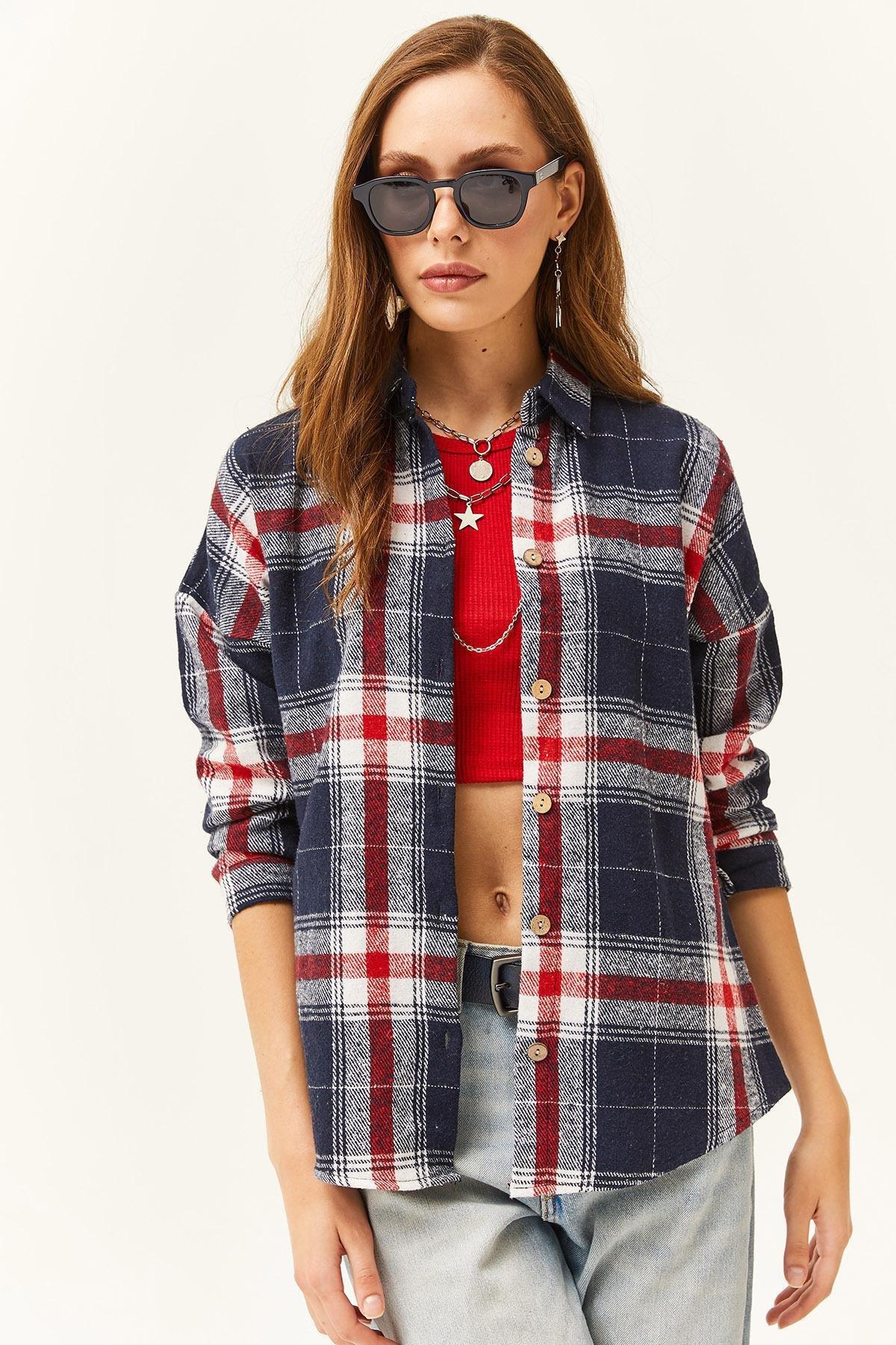 Multicolour Plaid Lumberjack Shirt, Navy Blue Red, large image number 1