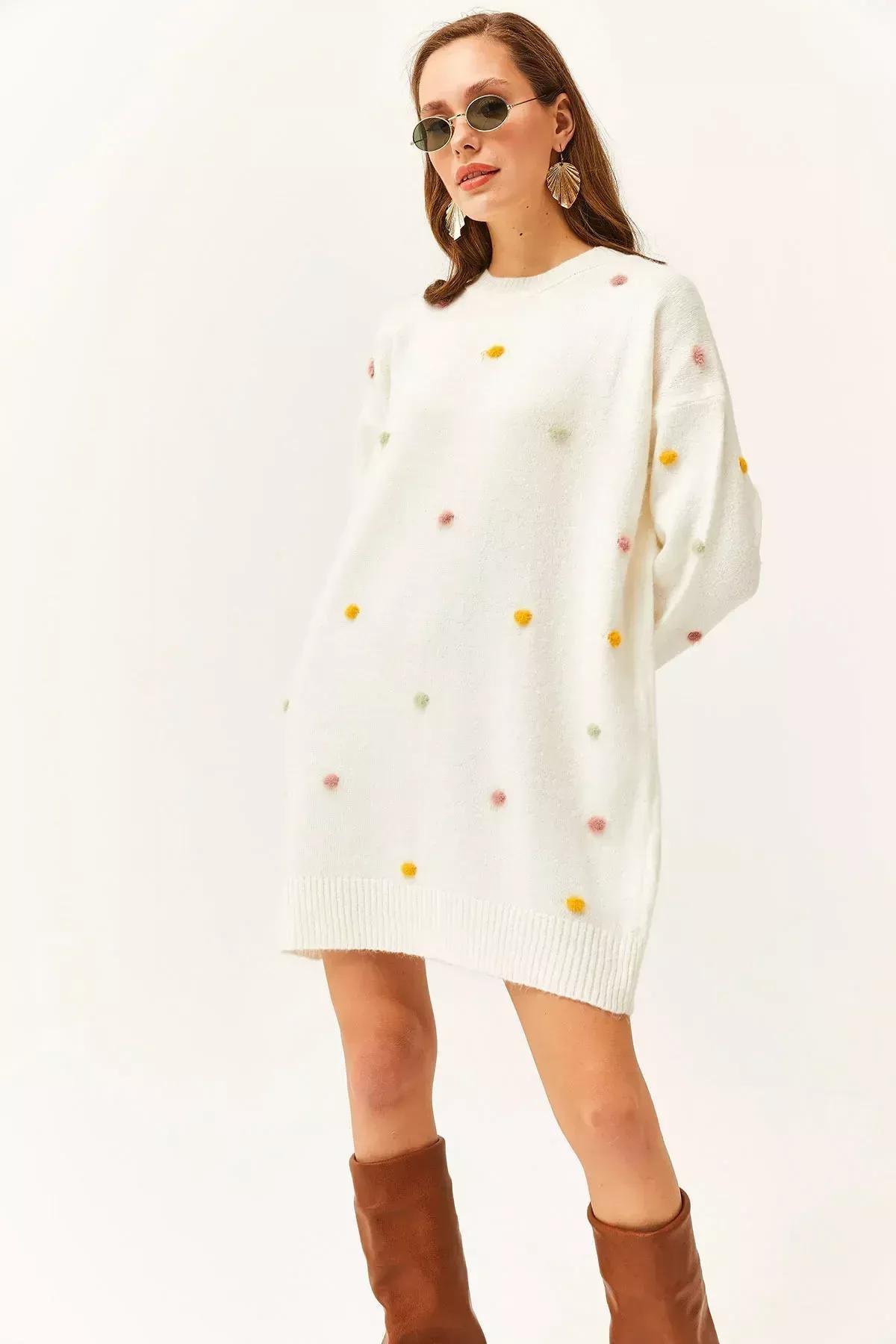 Beige Soft Textured Dress, Ecru, large image number 0